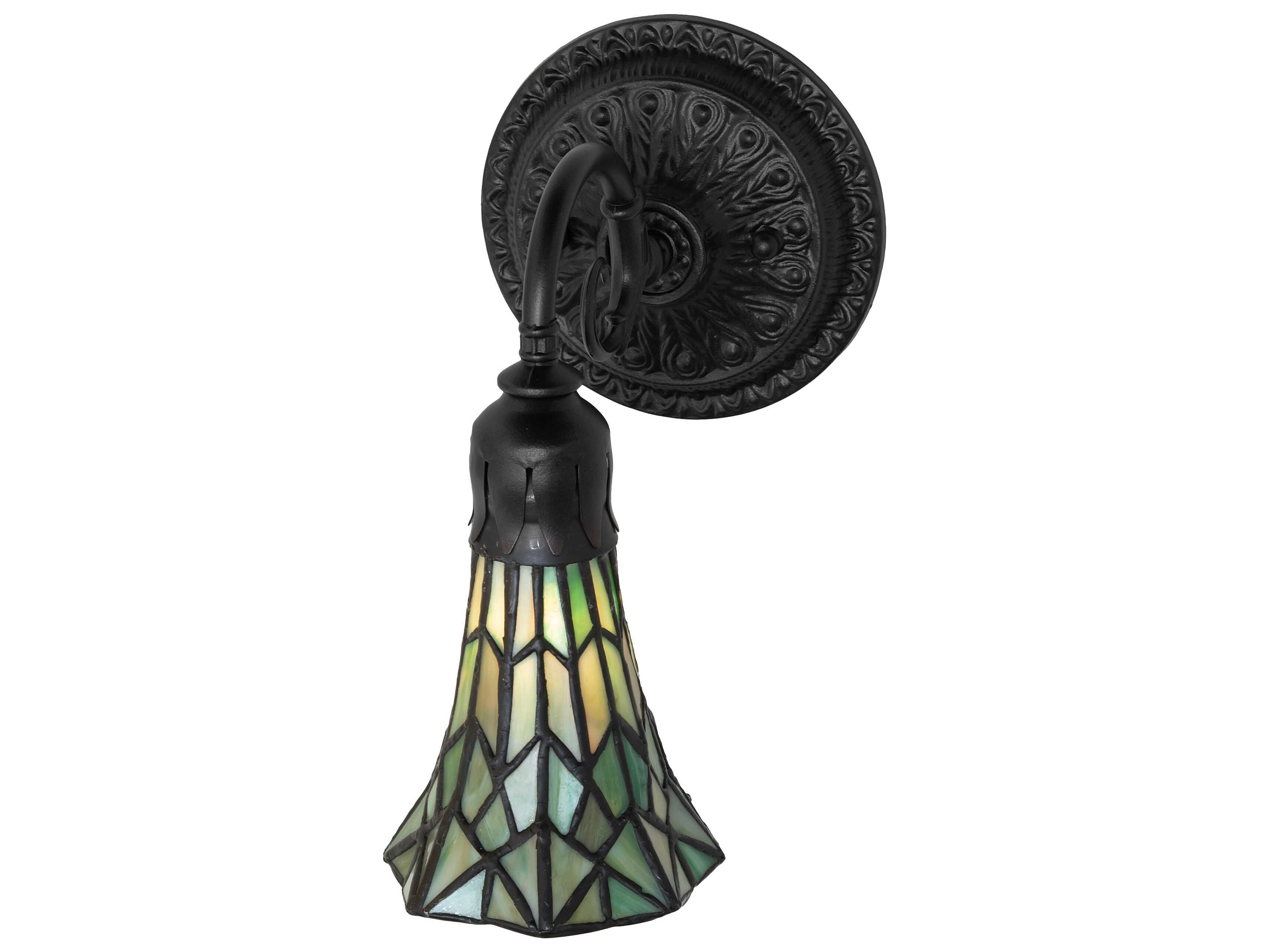 Meyda Stained Glass Pond Lily 1-Light Mahogany Bronze Traditional Wall Sconce