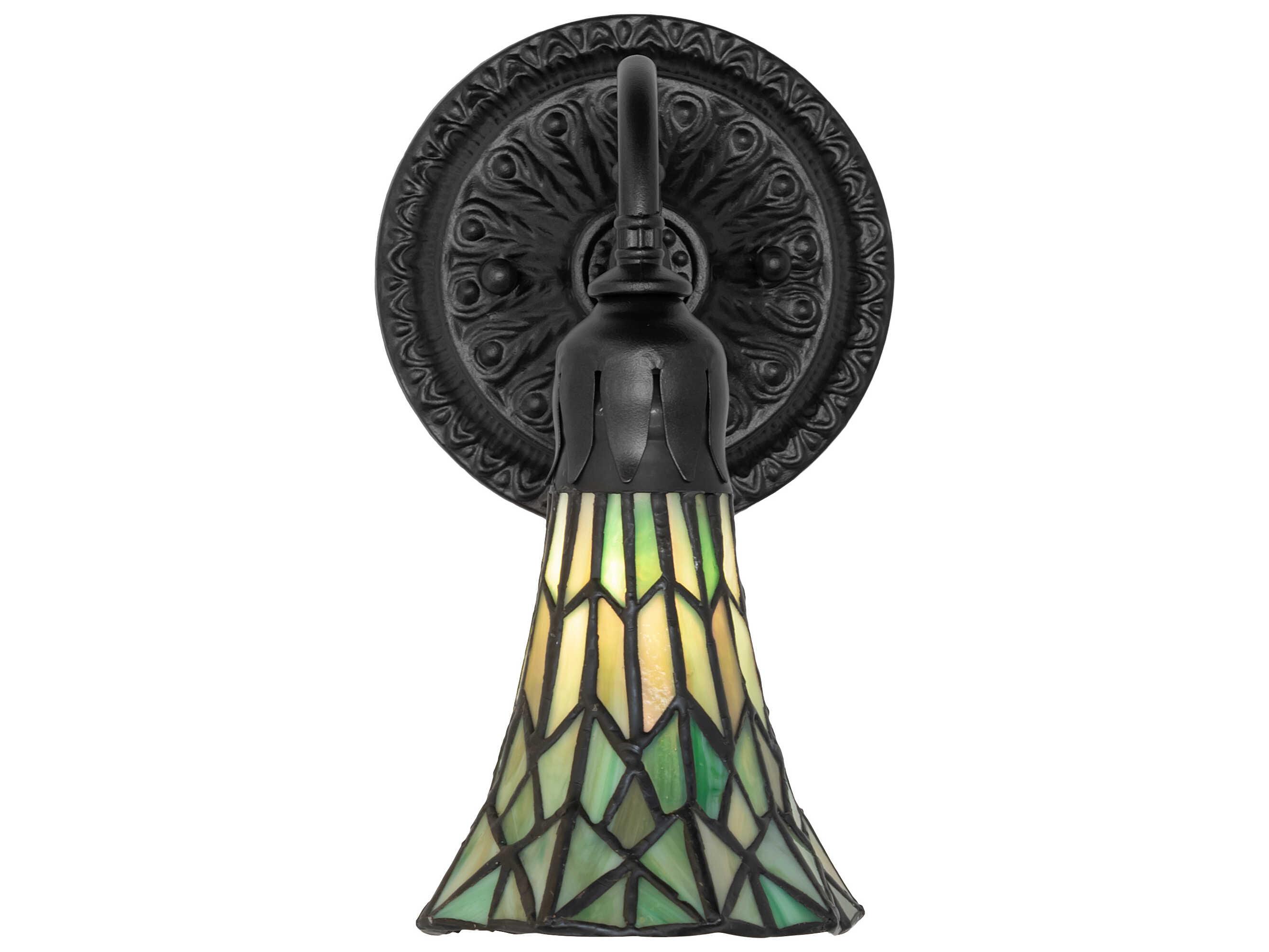 Meyda Stained Glass Pond Lily 1-Light Mahogany Bronze Traditional Wall Sconce