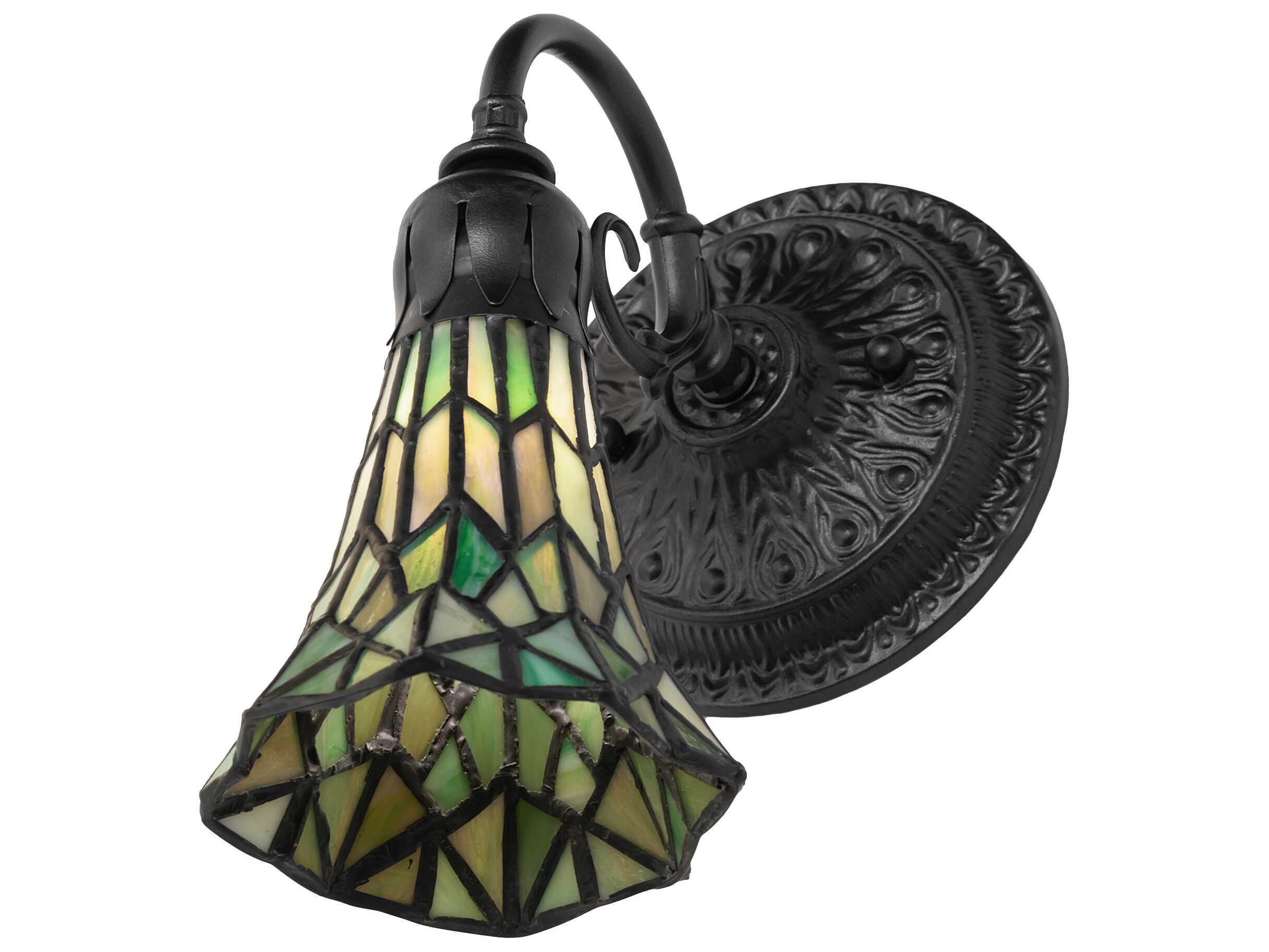 Meyda Stained Glass Pond Lily 1-Light Mahogany Bronze Traditional Wall Sconce