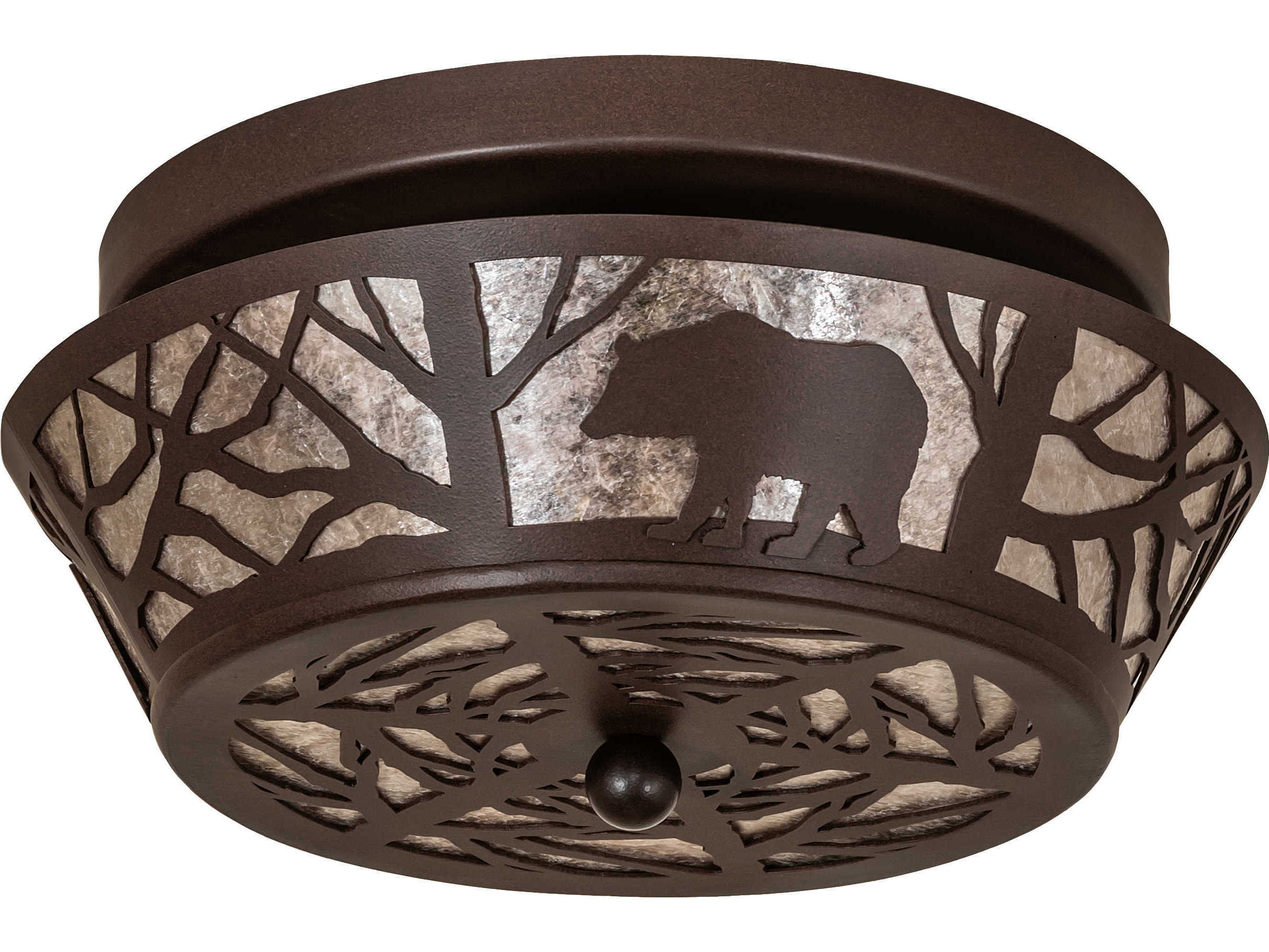 Meyda Bear On The Loose 2-Light Cafe Noir Brown Round Flush Mount