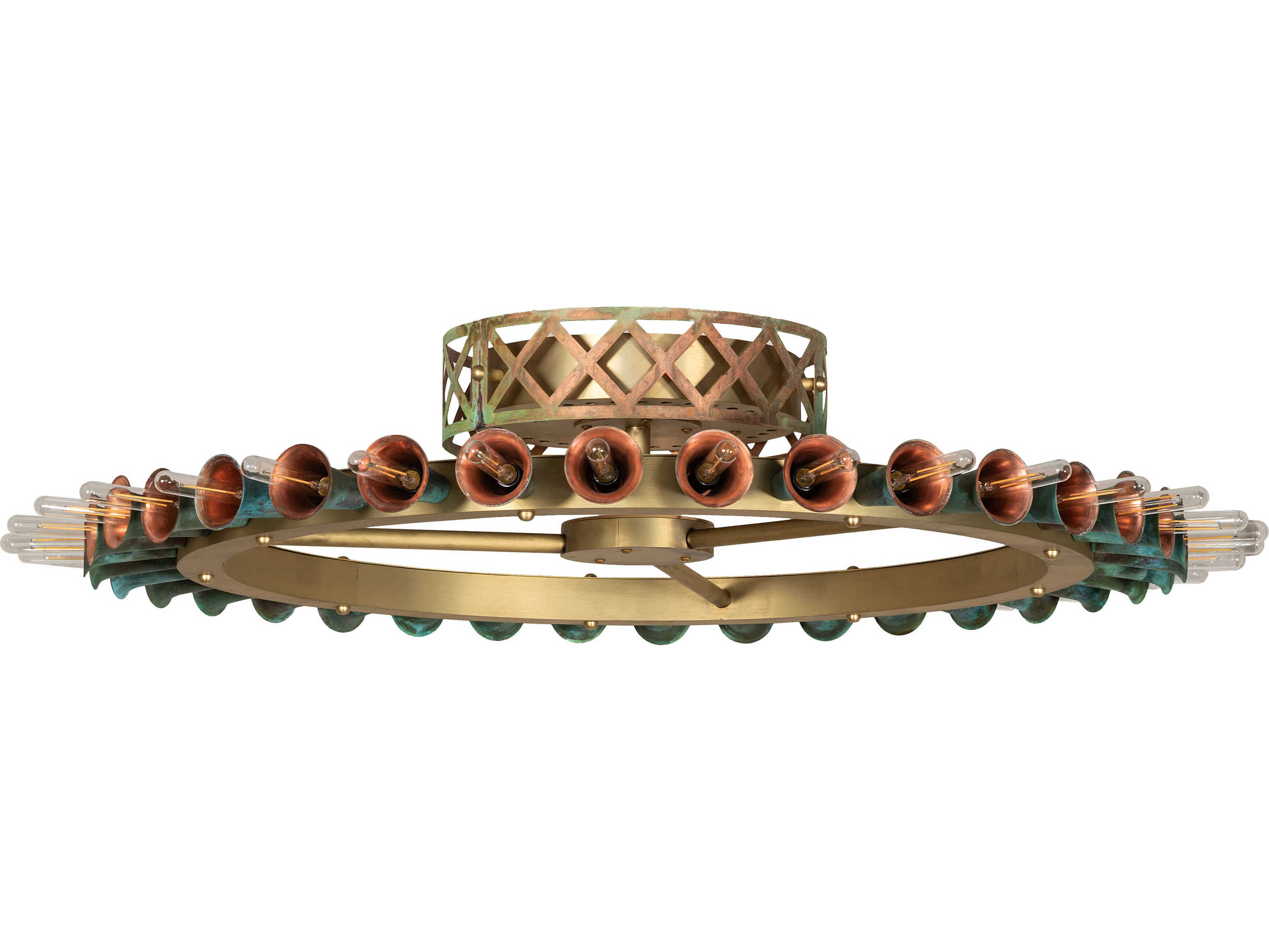 Meyda Coyle 36-Light Brushed Brass Goldtastic Semi Flush Mount