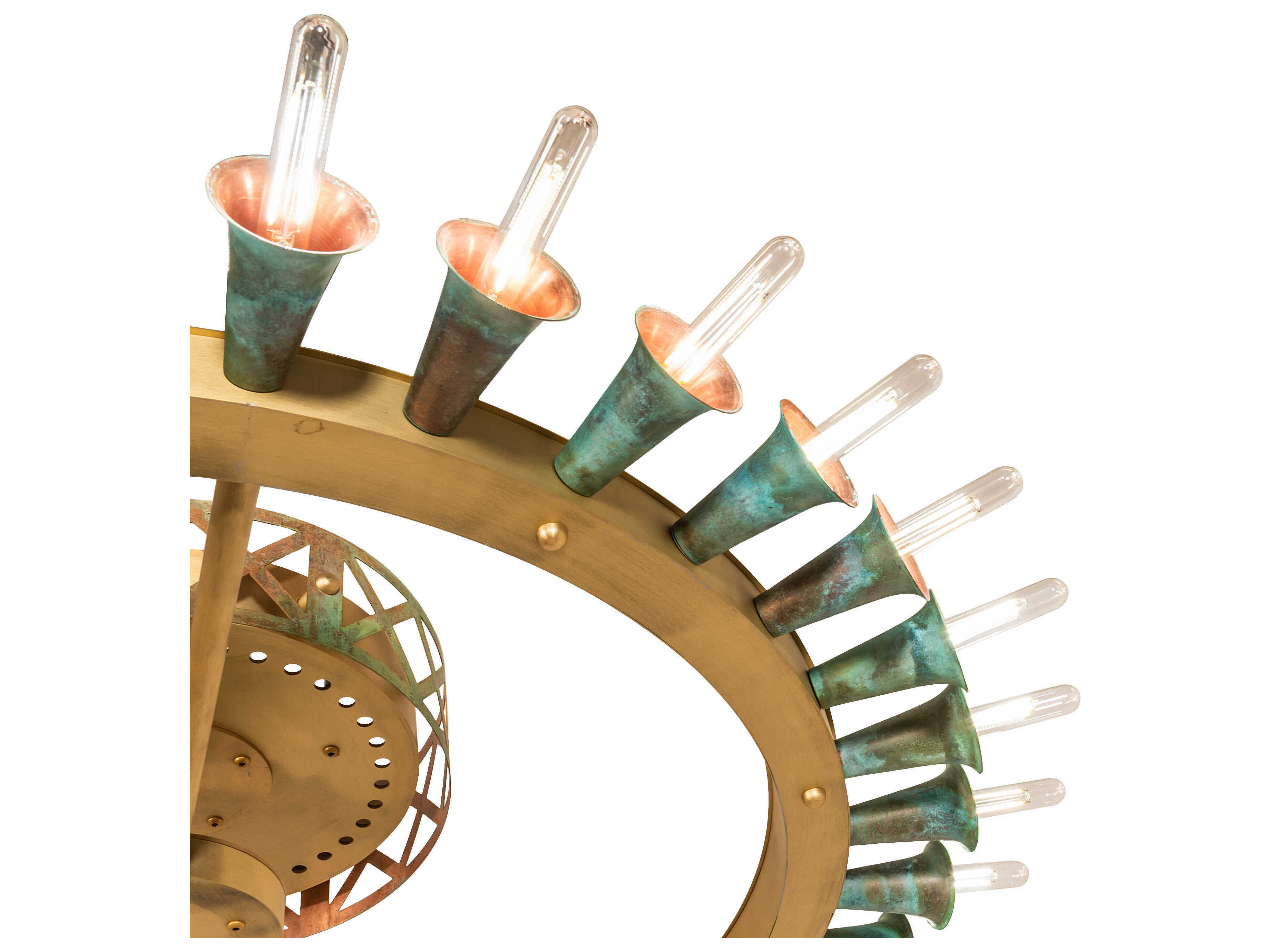 Meyda Coyle 36-Light Brushed Brass Goldtastic Semi Flush Mount