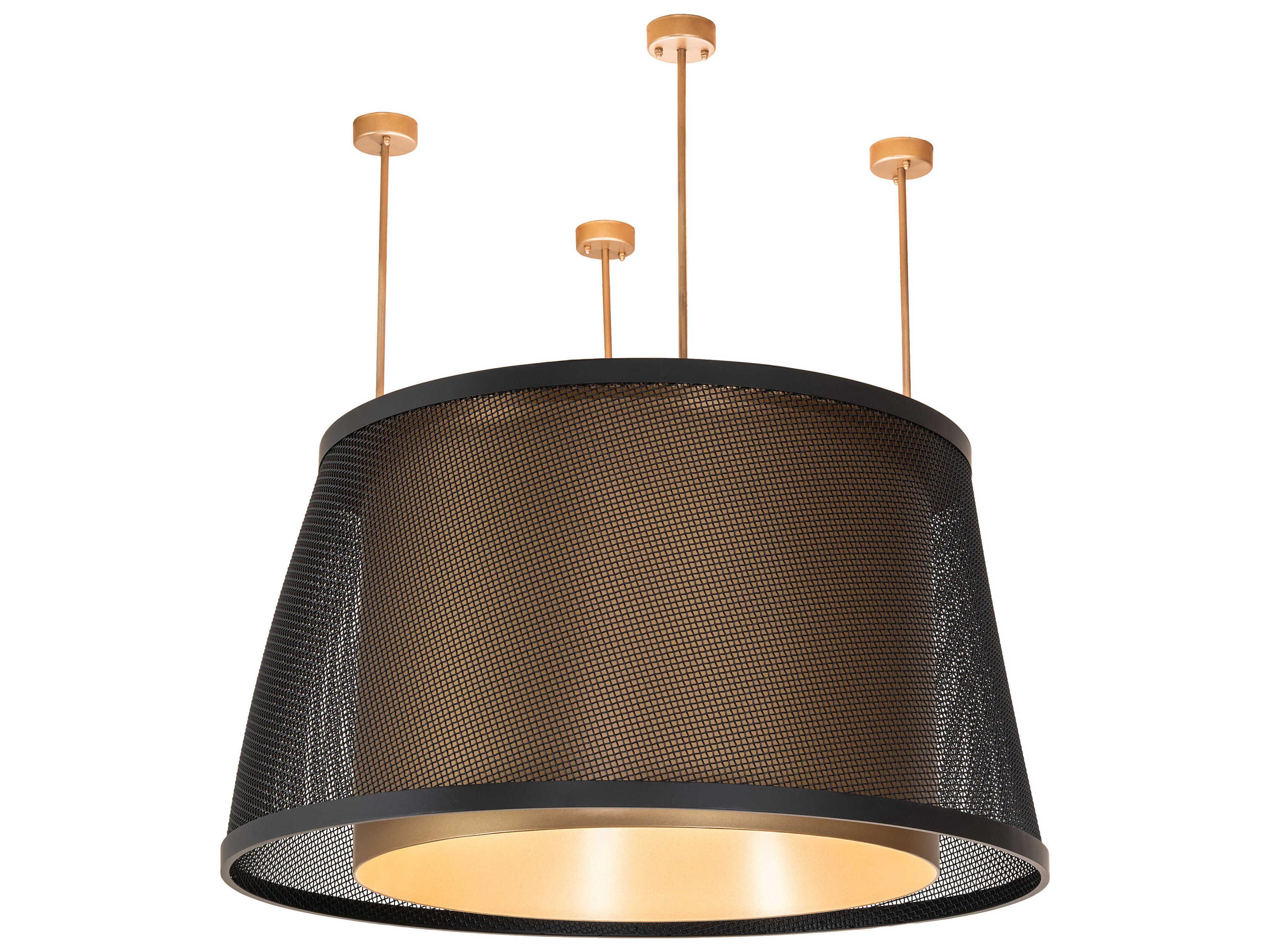 Meyda Cilindro Weave-Tex Gold Metallic Flat Black Pendant