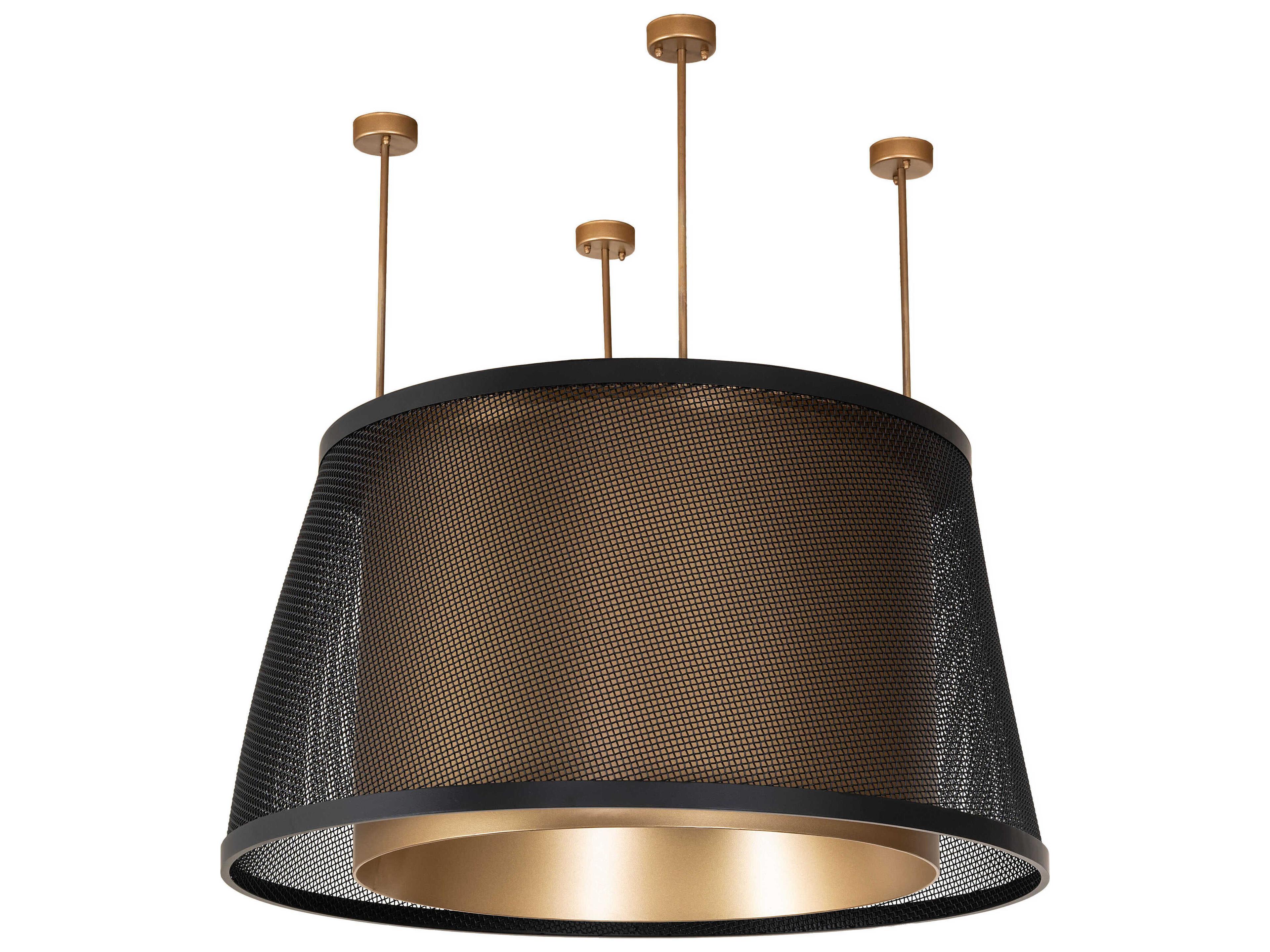 Meyda Cilindro Weave-Tex Gold Metallic Flat Black Pendant