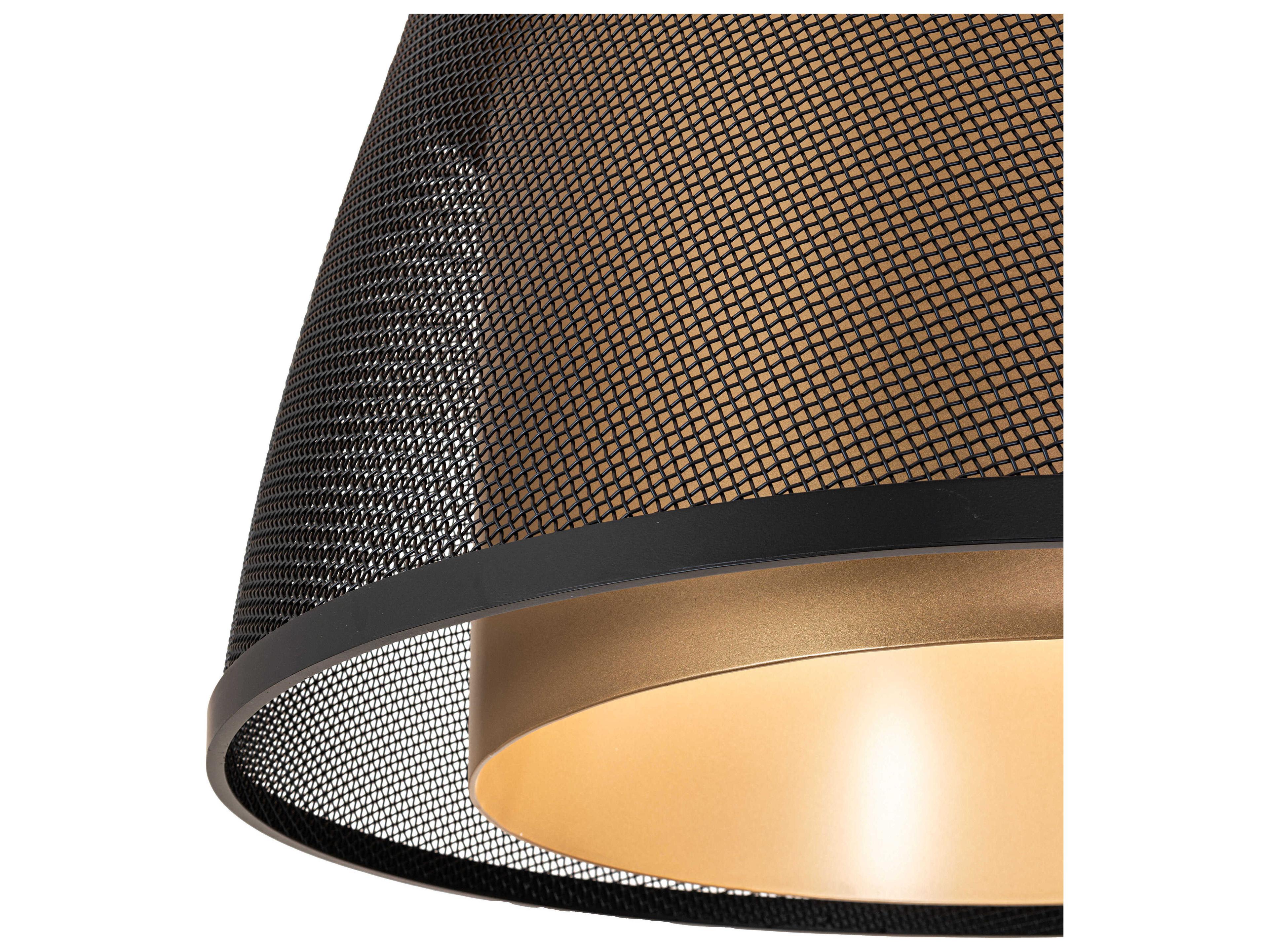 Meyda Cilindro Weave-Tex Gold Metallic Flat Black Pendant