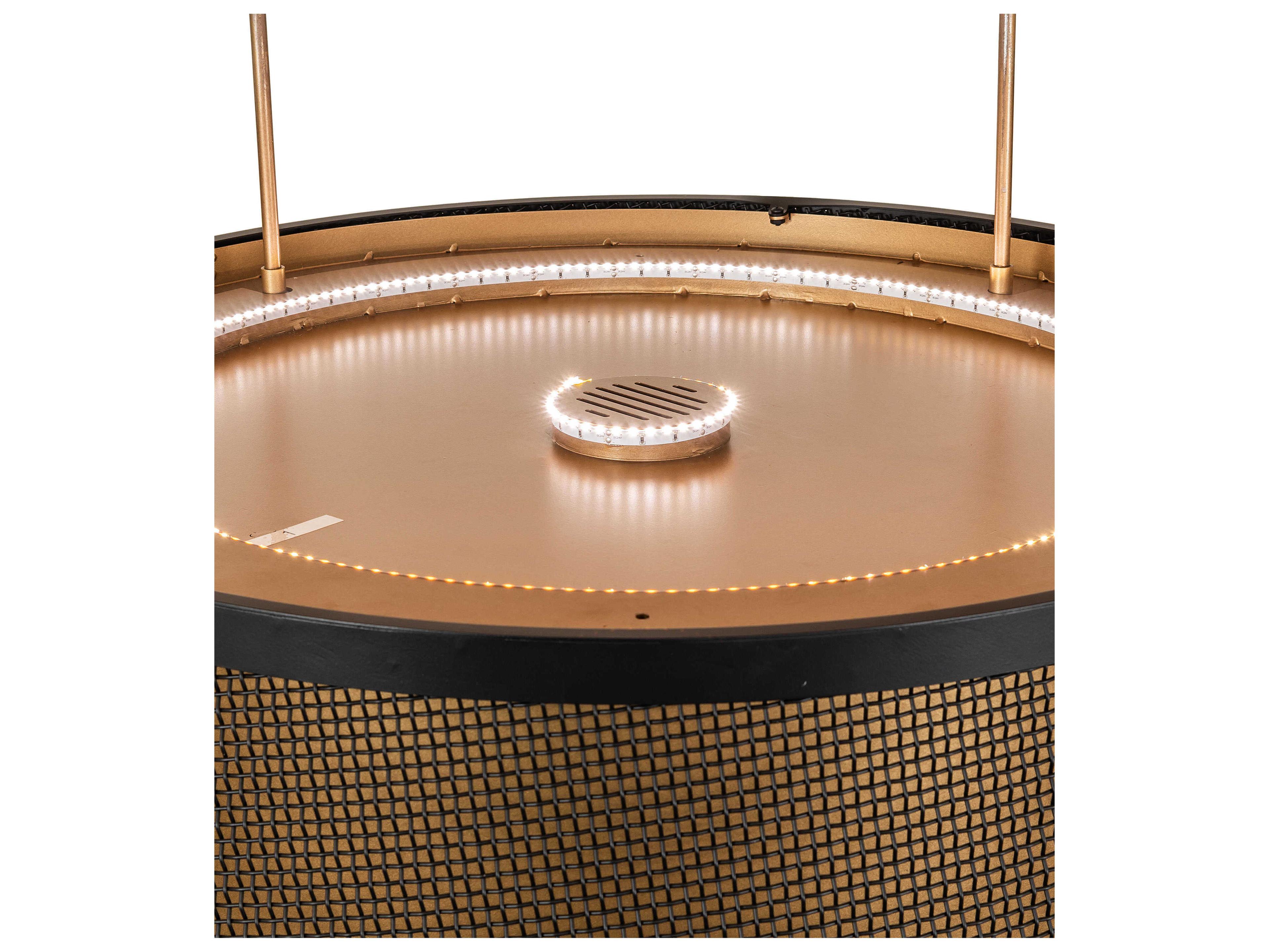 Meyda Cilindro Weave-Tex Gold Metallic Flat Black Pendant