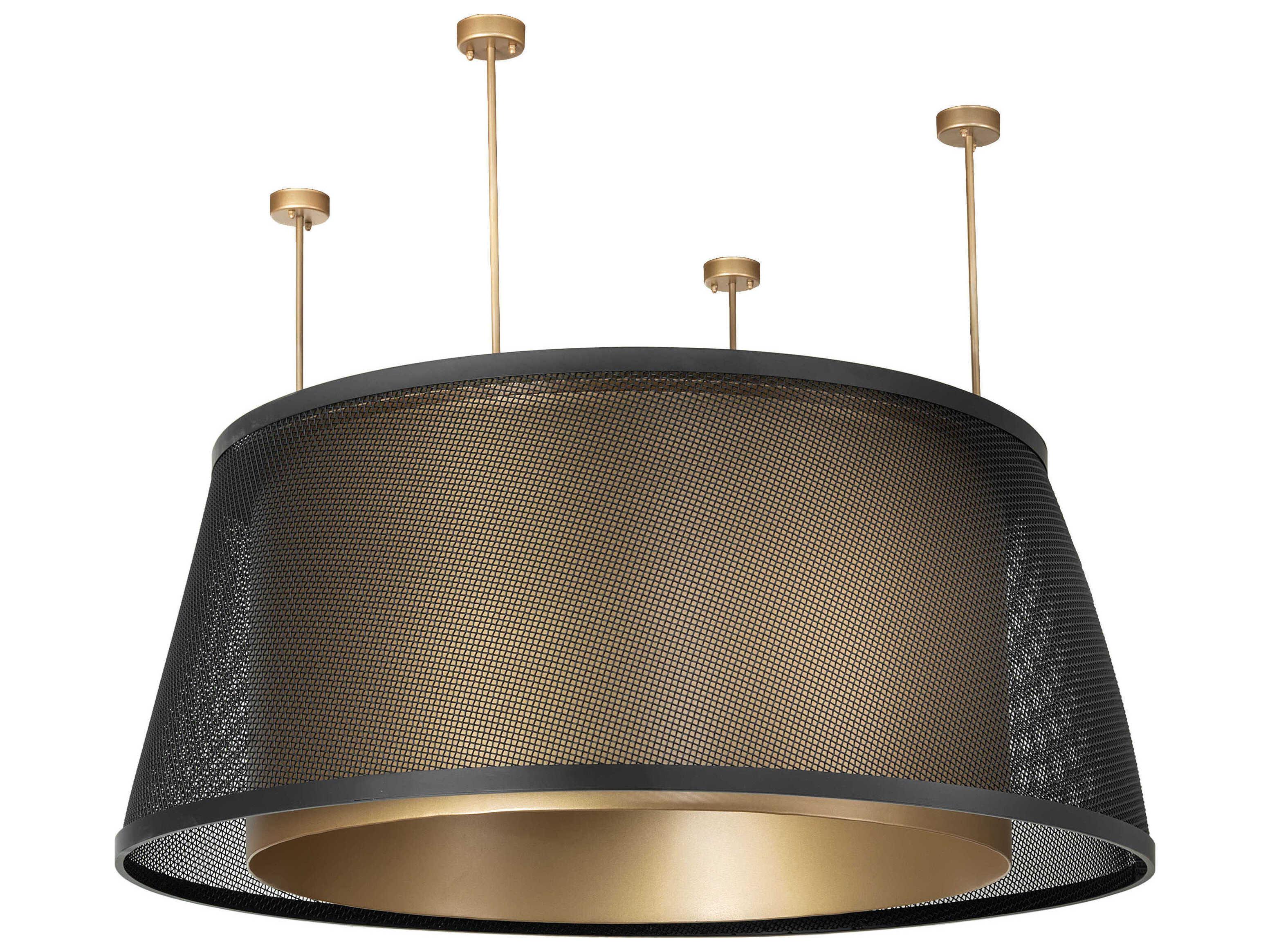 Meyda Cilindro Weave-Tex Gold Metallic Flat Black Pendant