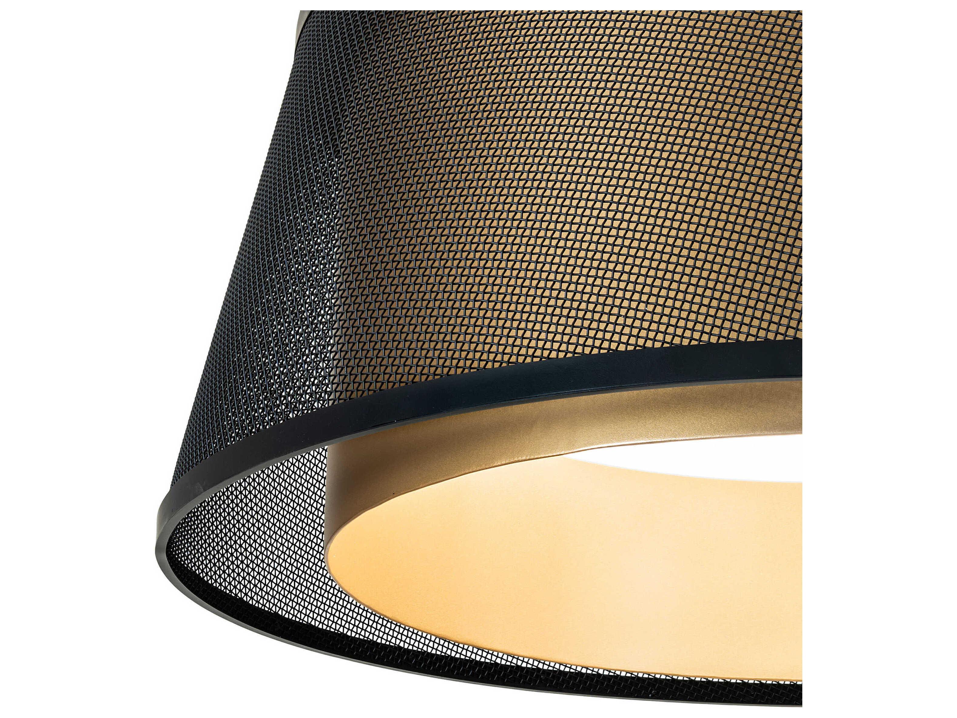 Meyda Cilindro Weave-Tex Gold Metallic Flat Black Pendant