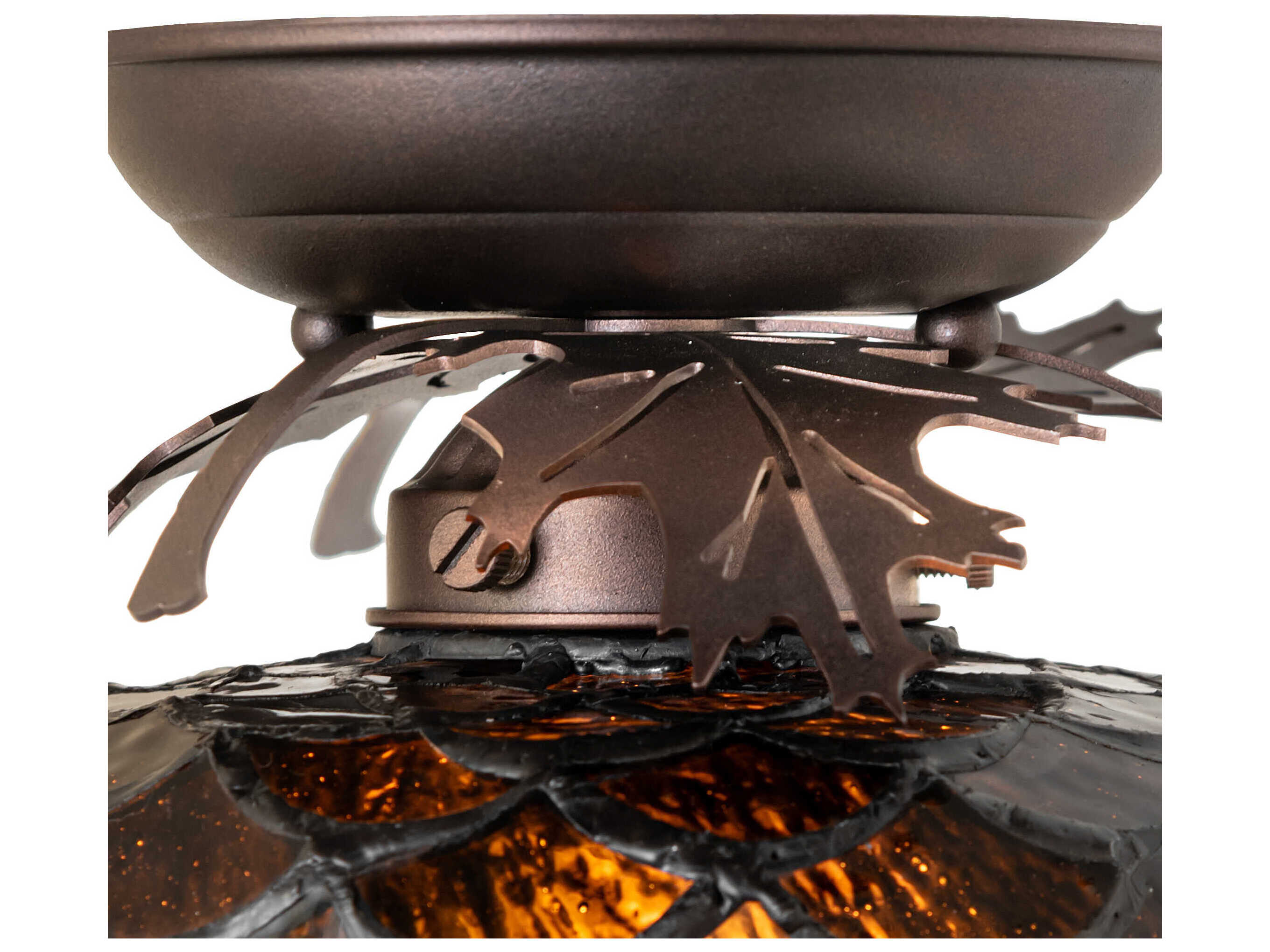 Meyda Oak Leaf And Acorn 1-Light Mahogany Bronze Traditional Flush Mount