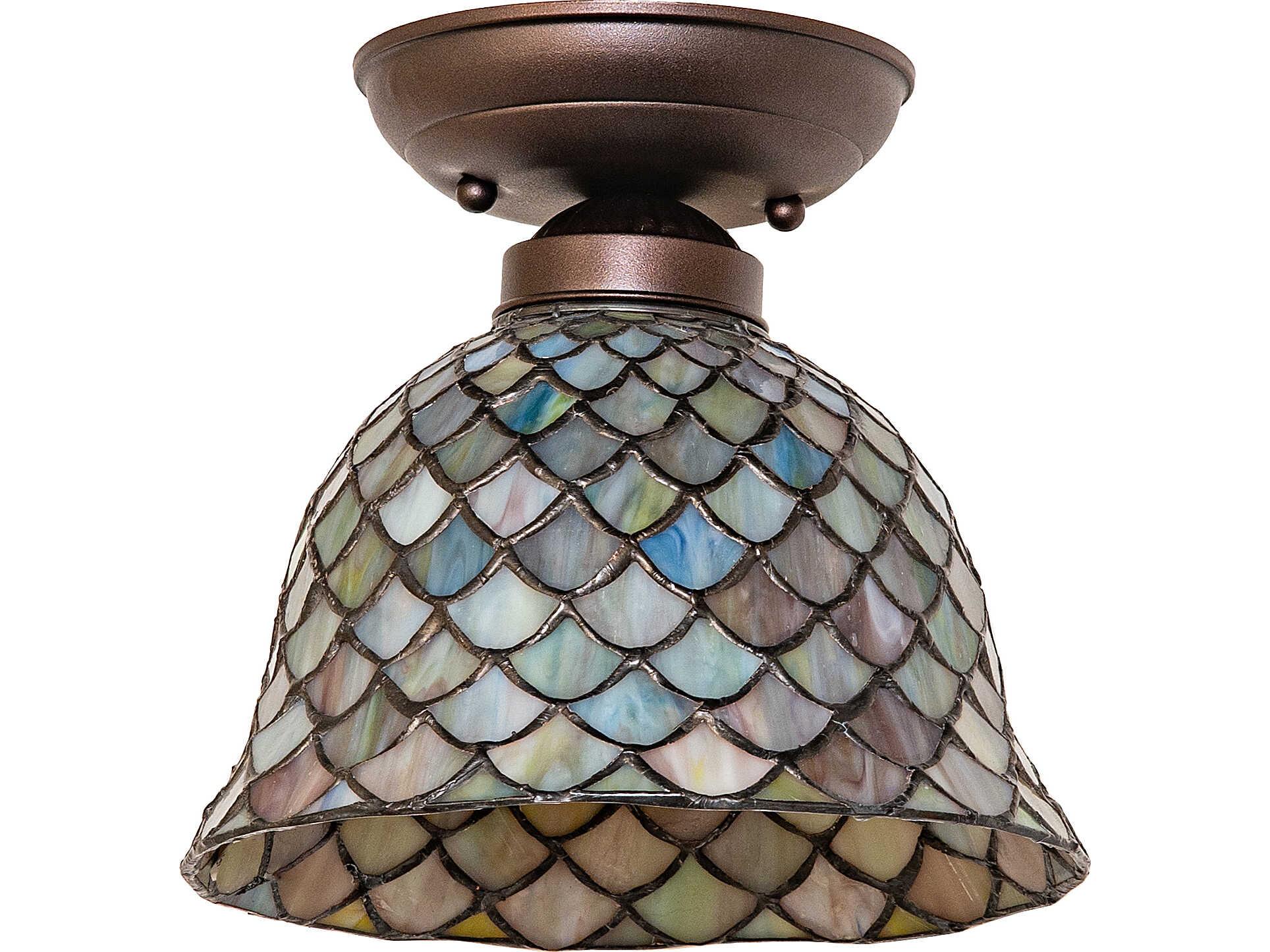 Meyda Tiffany Fishscale 1-Light Bronze Traditional Flush Mount