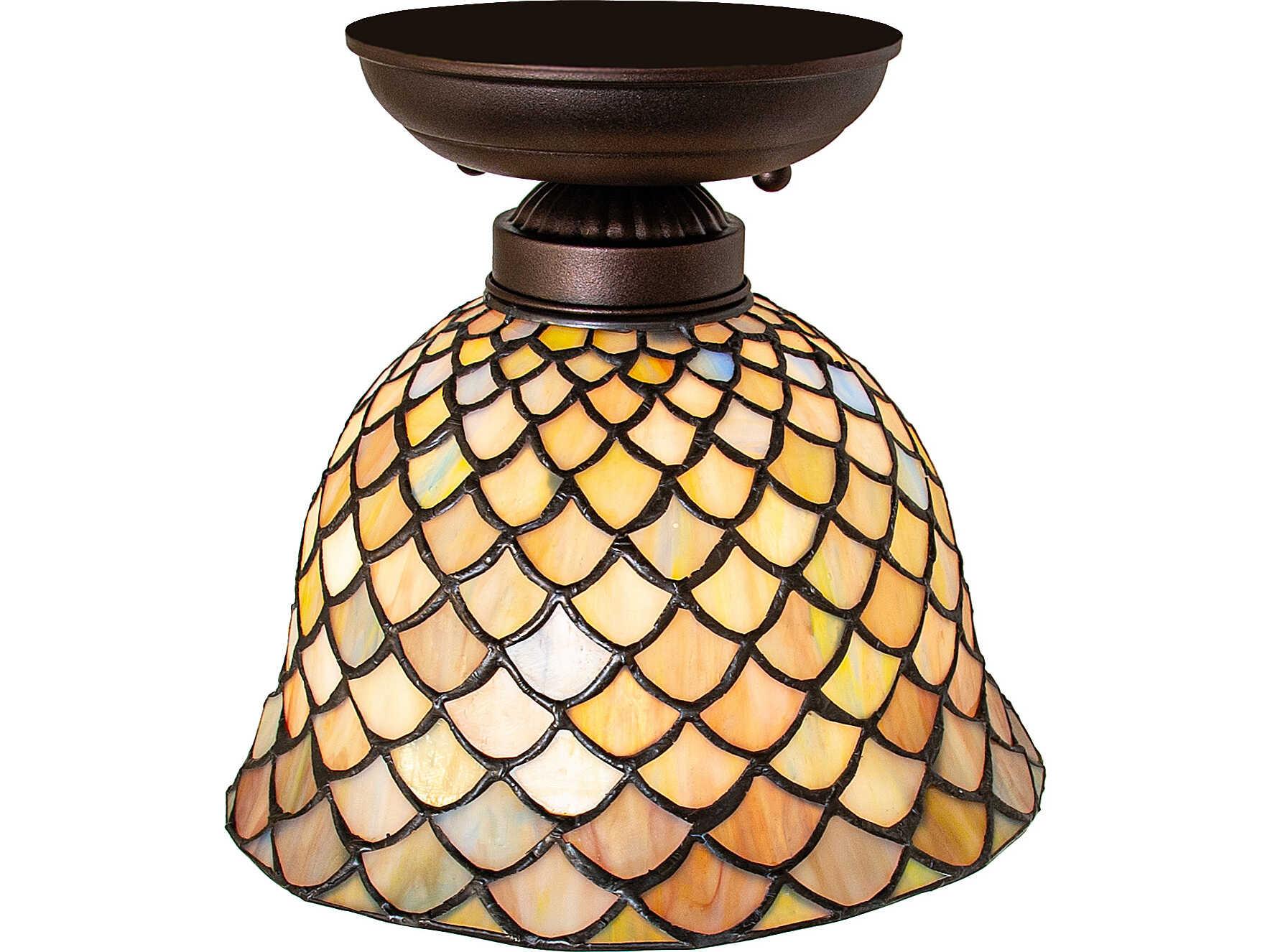 Meyda Tiffany Fishscale 1-Light Bronze Traditional Flush Mount