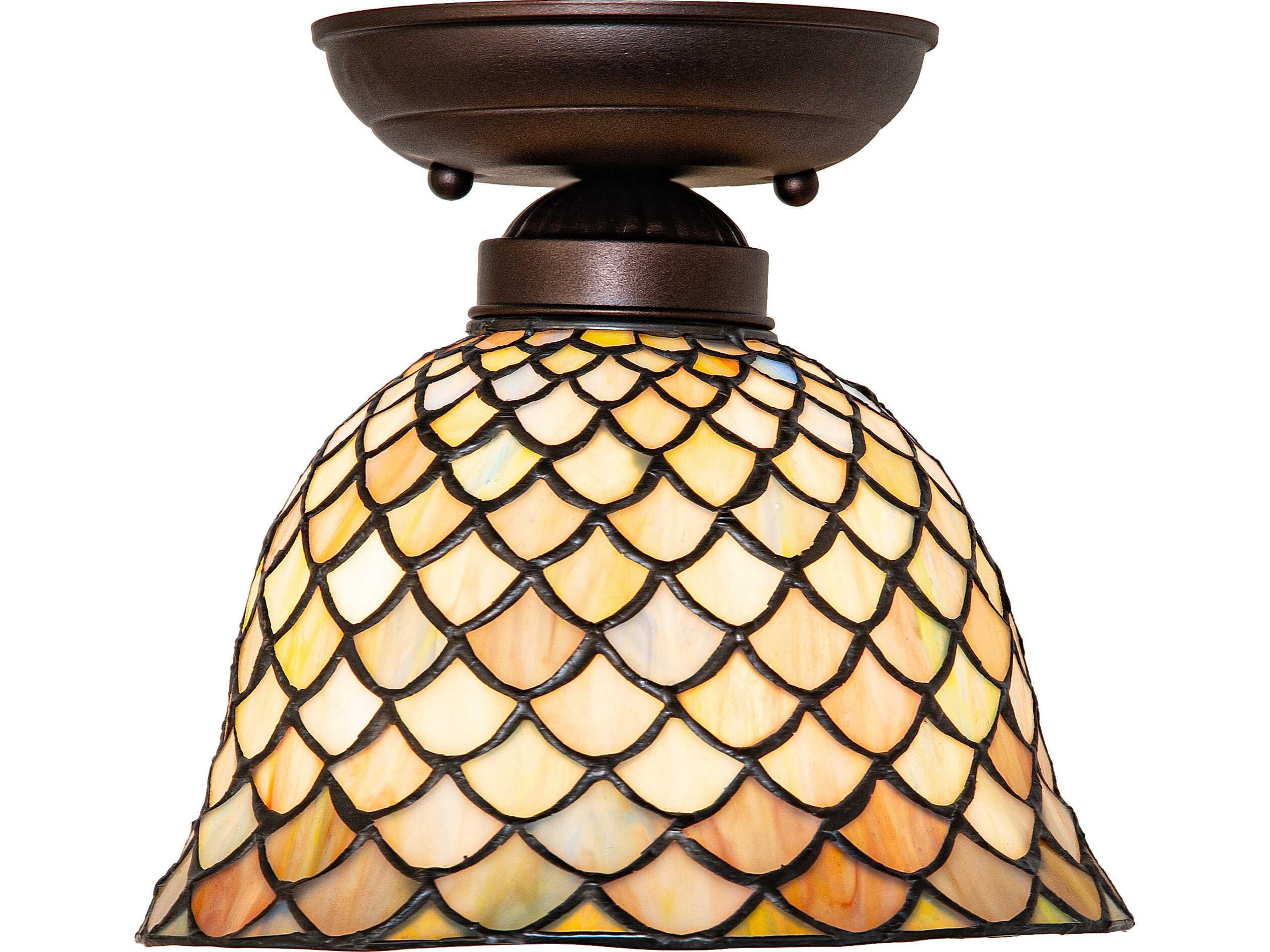 Meyda Tiffany Fishscale 1-Light Bronze Traditional Flush Mount