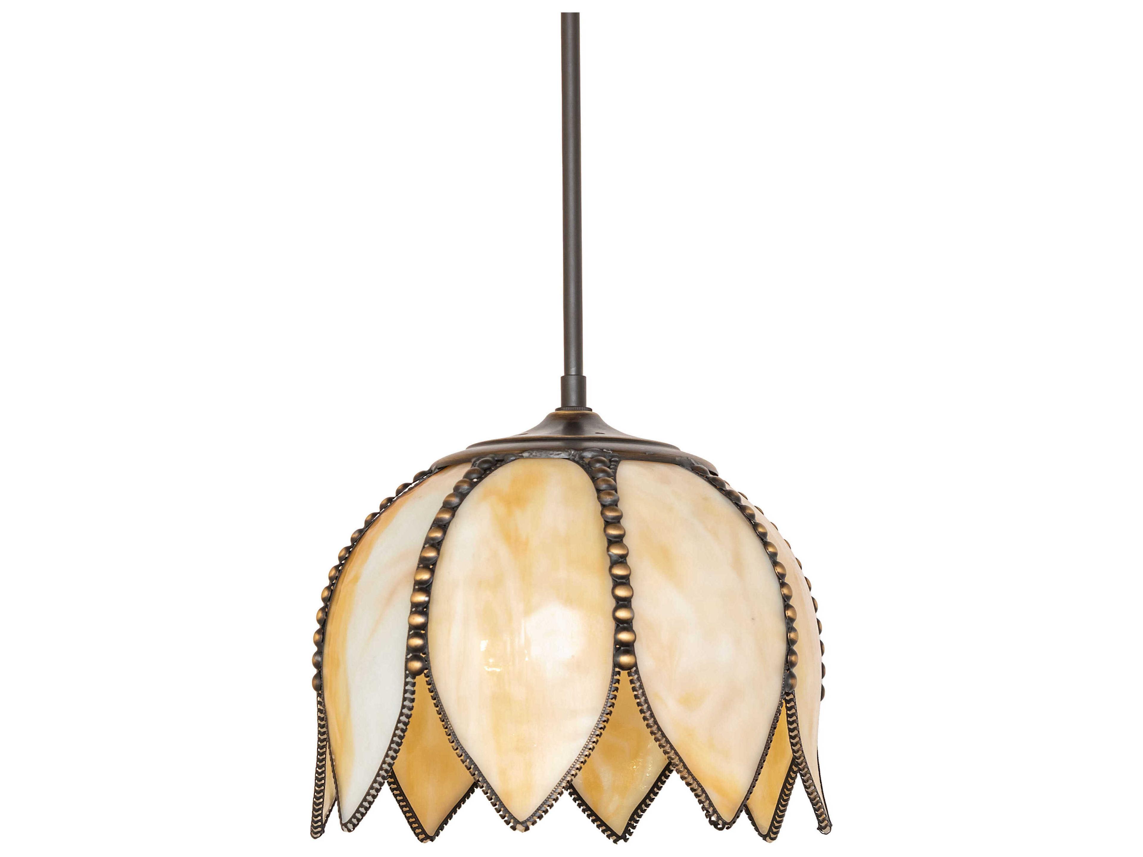 Meyda Tulip 1-Light Oil Rubbed Bronze Off White Traditional Mini Pendant