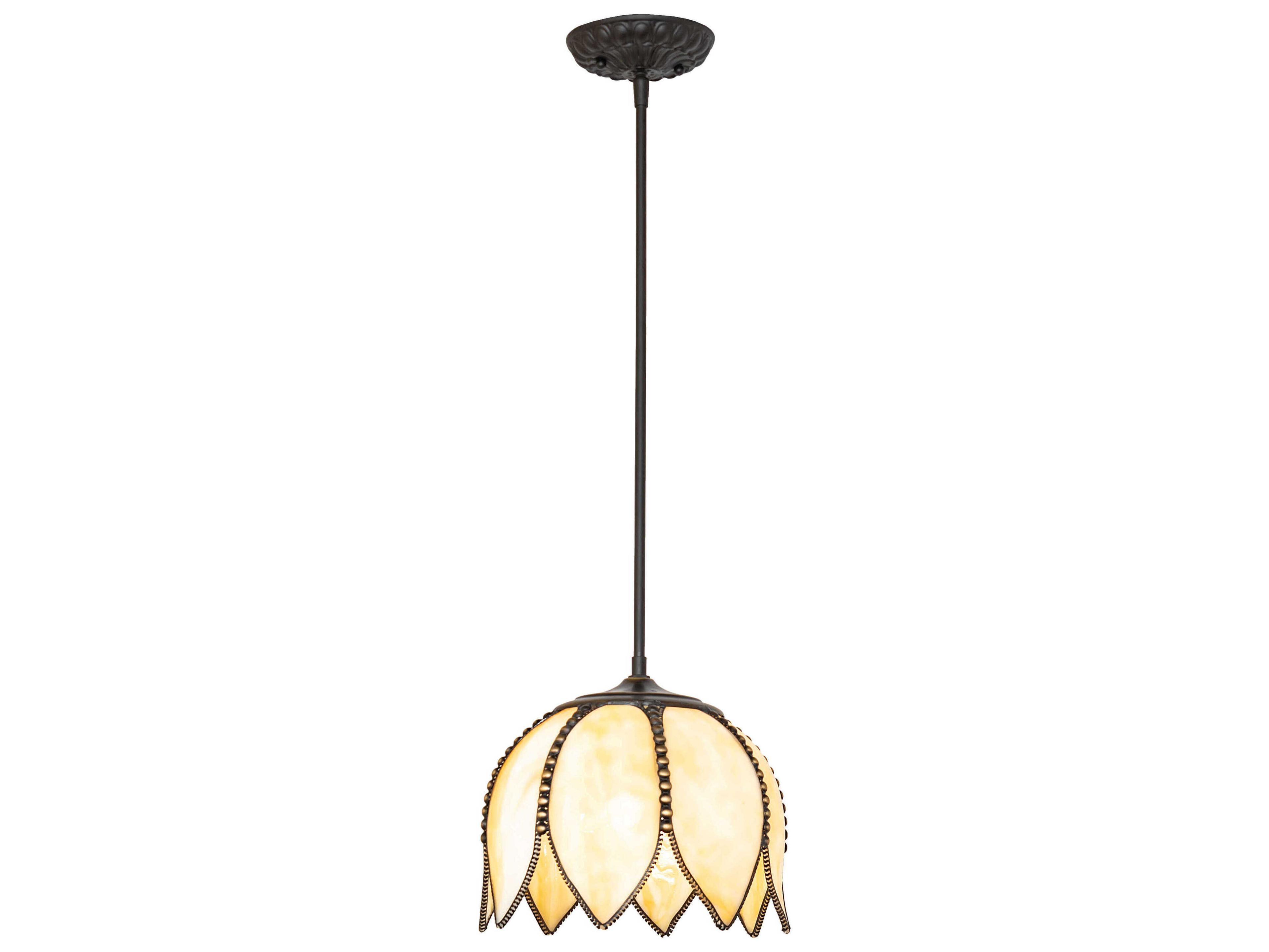 Meyda Tulip 1-Light Oil Rubbed Bronze Off White Traditional Mini Pendant