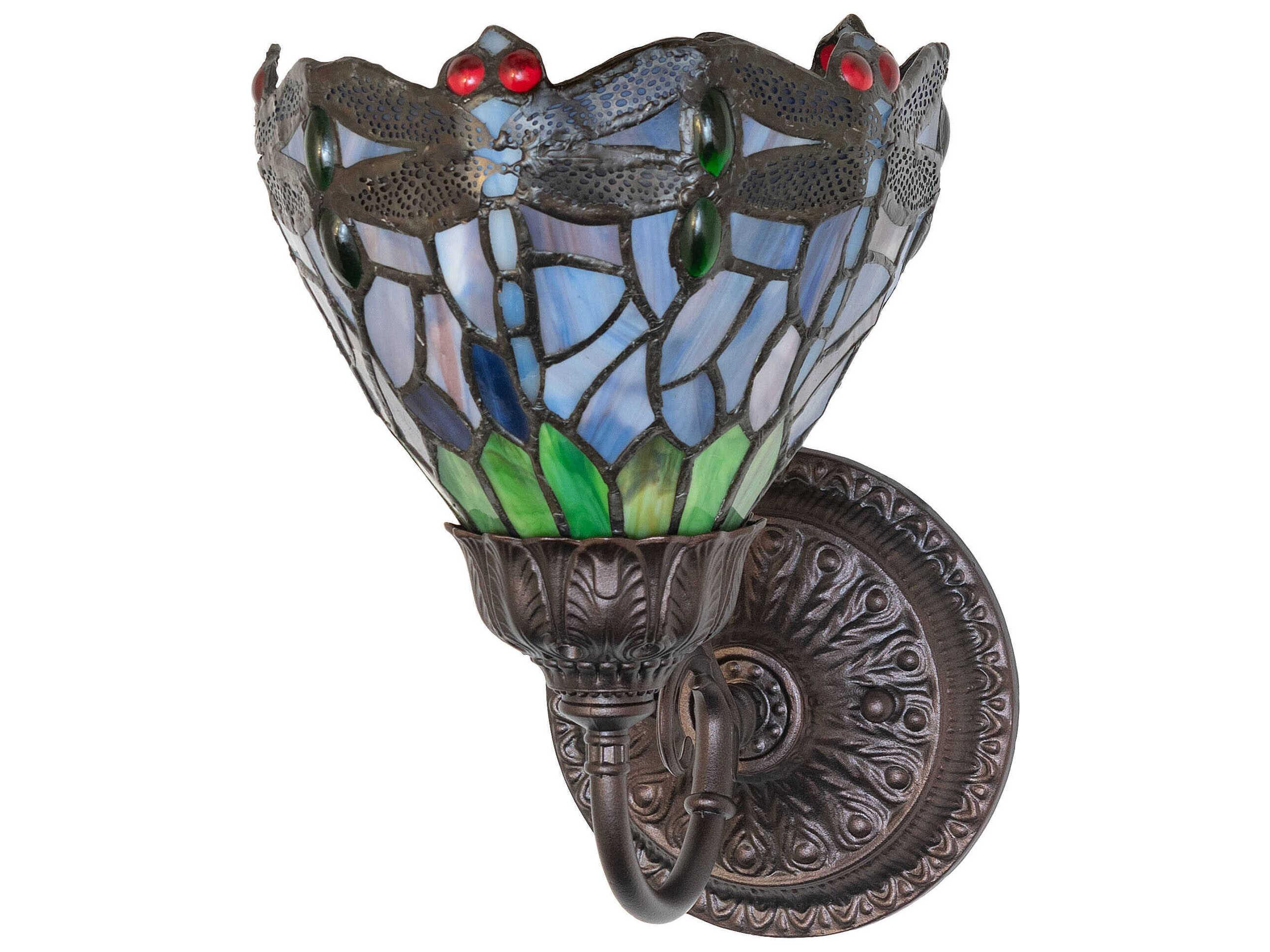 Meyda Tiffany Hanginghead Dragonfly 1-Light Mahogany Bronze Traditional Wall Sconce