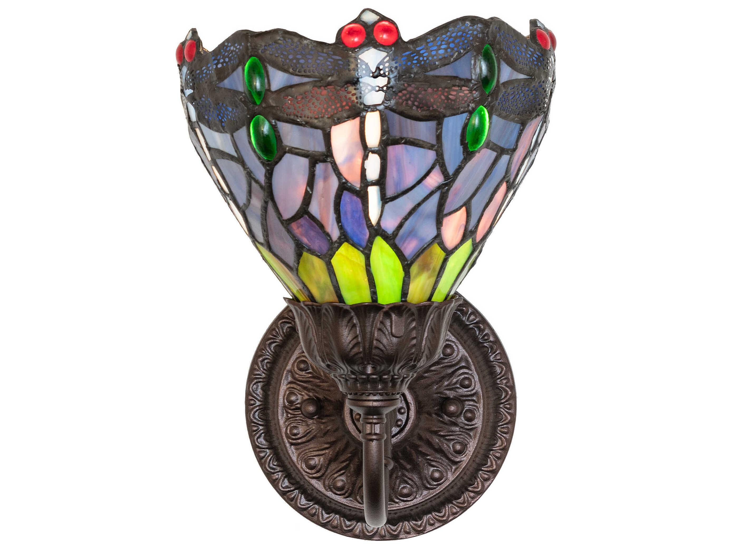 Meyda Tiffany Hanginghead Dragonfly 1-Light Mahogany Bronze Traditional Wall Sconce