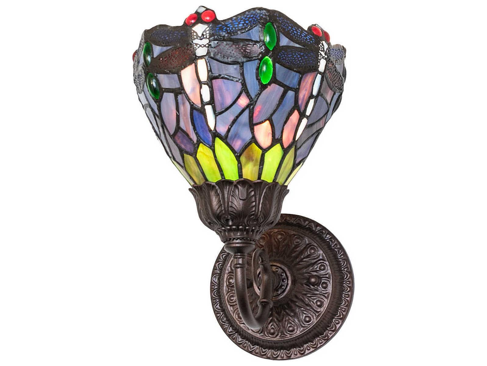 Meyda Tiffany Hanginghead Dragonfly 1-Light Mahogany Bronze Traditional Wall Sconce