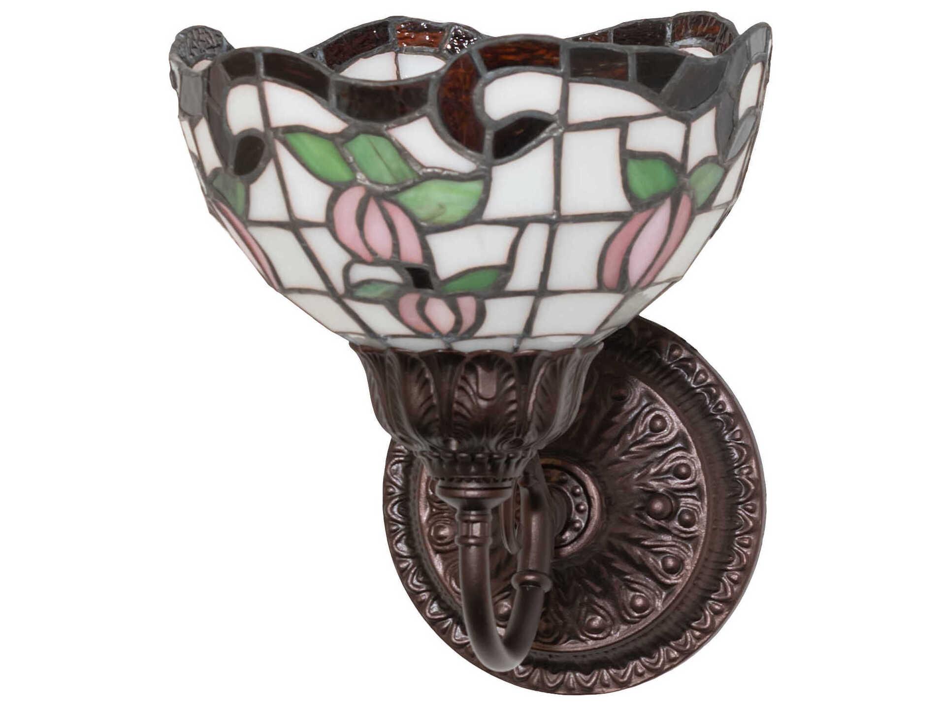 Meyda Roseborder 1-Light Mahogany Bronze Traditional Wall Sconce
