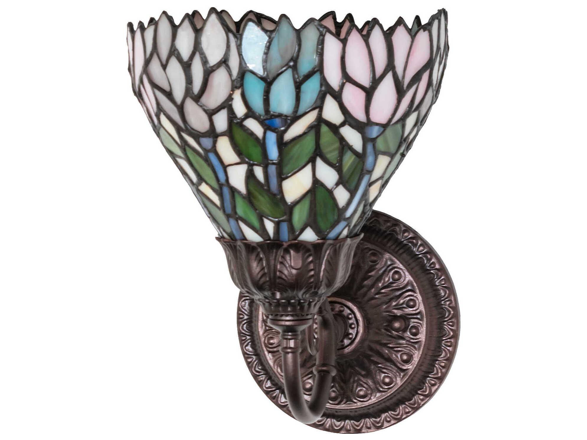 Meyda Wisteria 1-Light Mahogany Bronze Traditional Wall Sconce