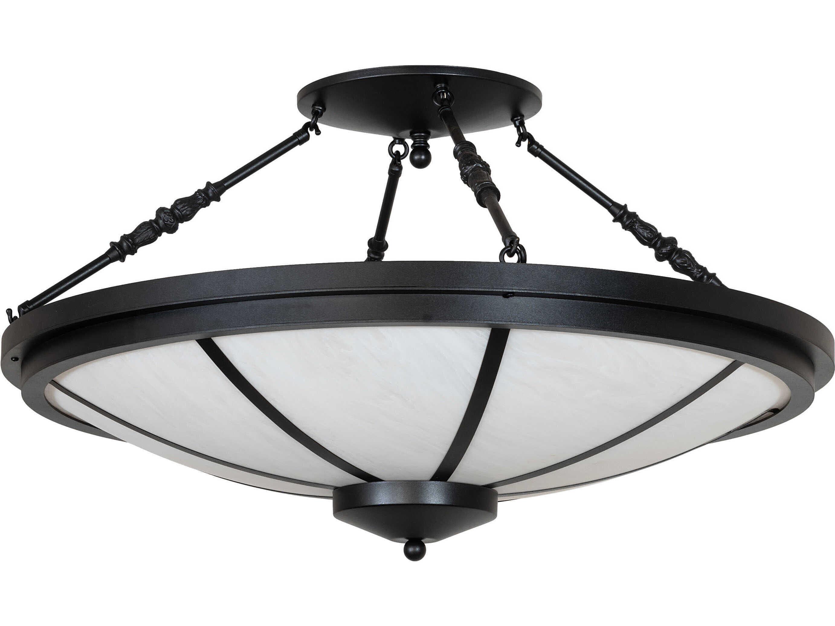 Meyda Commerce 6-Light Textured Black Bowl Semi Flush Mount