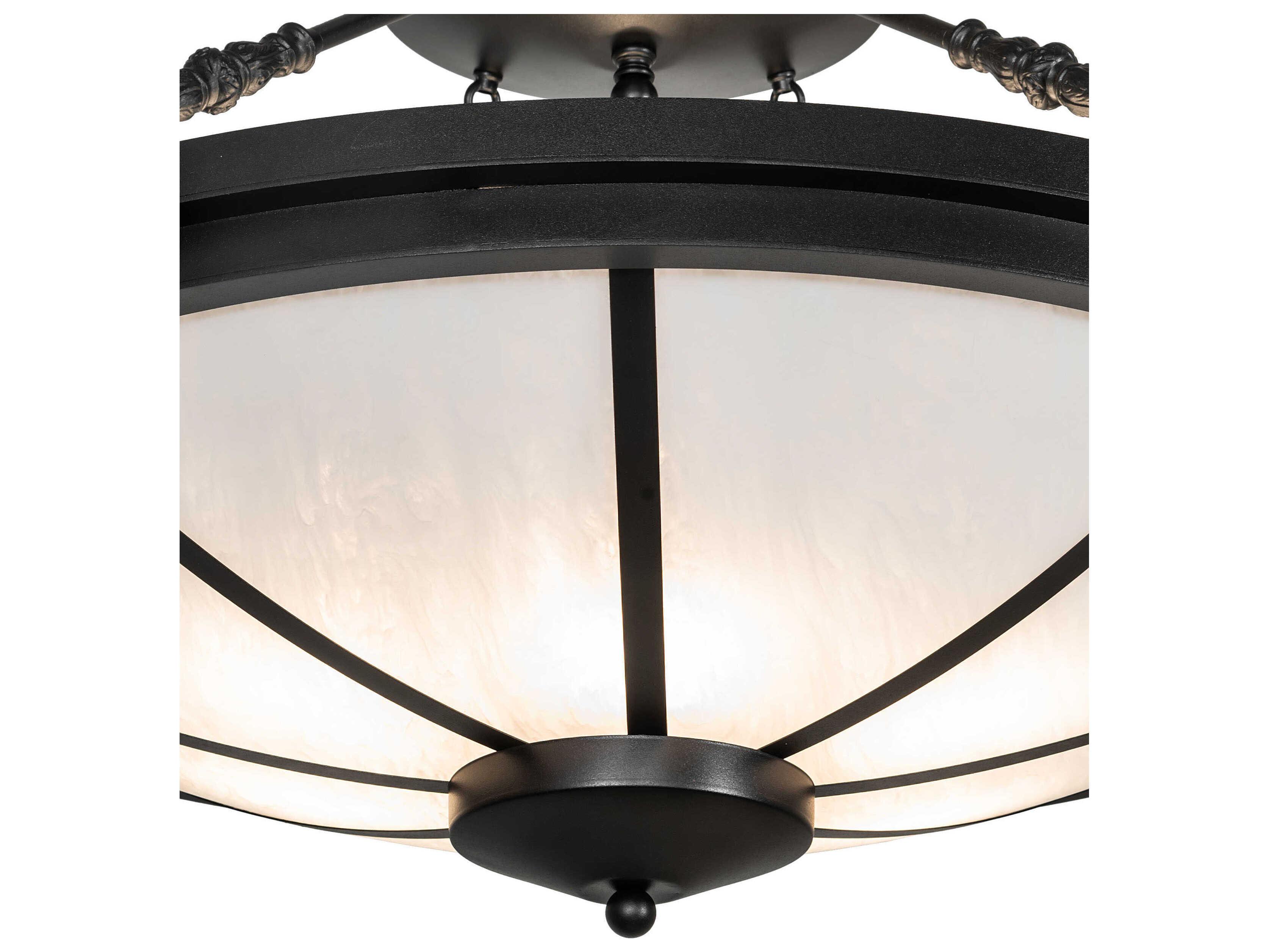 Meyda Commerce 6-Light Textured Black Bowl Semi Flush Mount