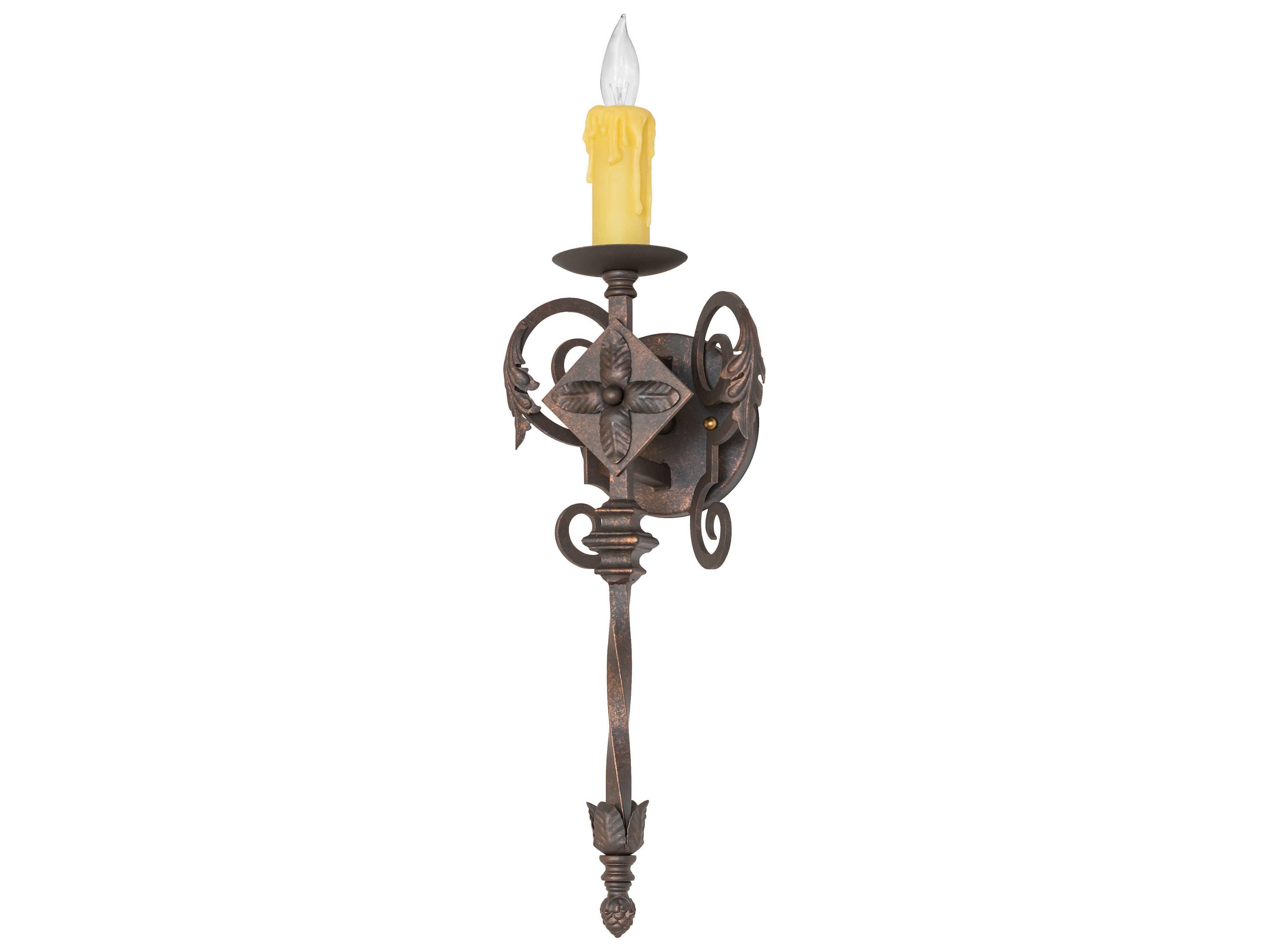 Meyda Catherine 1-Light Gilded Tobacco Brown Traditional Wall Sconce