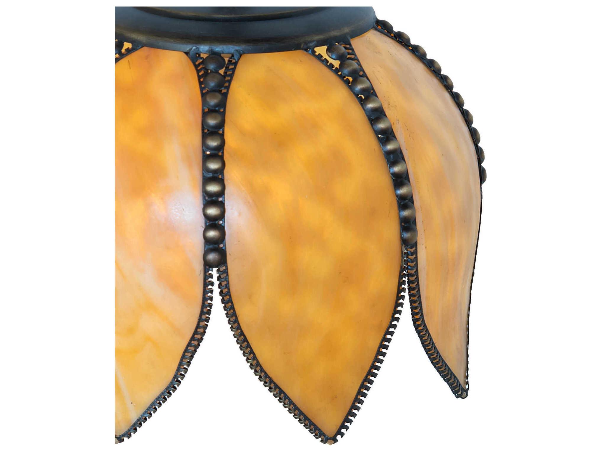 Meyda Tulip 1-Light Craftsman Brown Brass Orange Traditional Mini Pendant