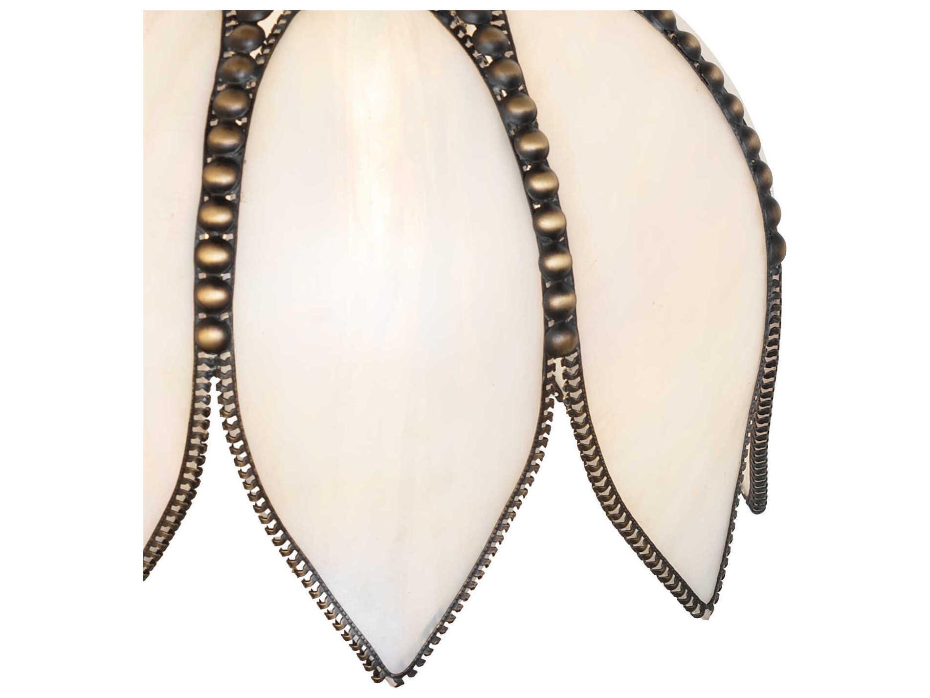 Meyda Tulip 1-Light Craftsman Brown Brass White Traditional Mini Pendant