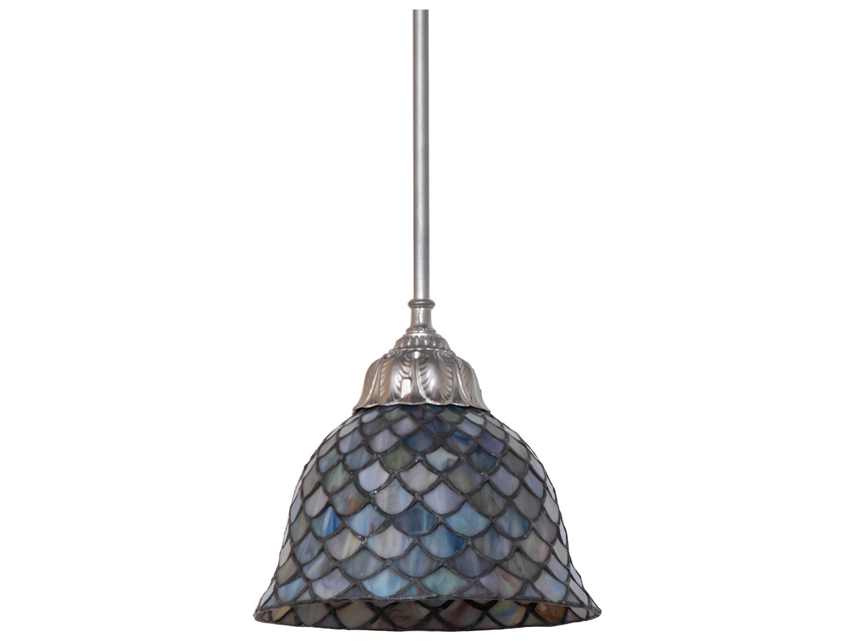 Meyda Tiffany Fishscale 1-Light Gray Traditional Bell Mini Pendant
