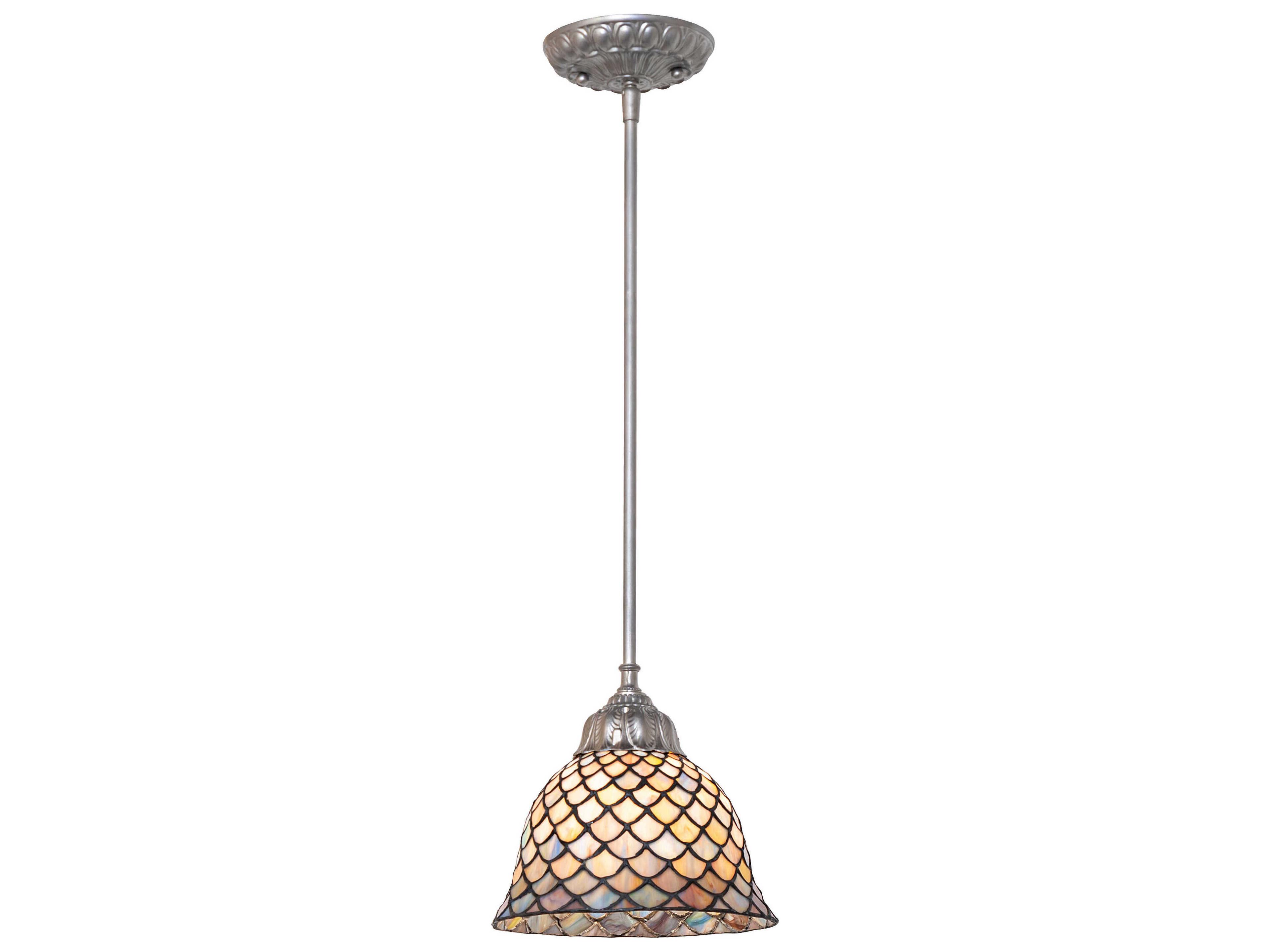 Meyda Tiffany Fishscale 1-Light Gray Traditional Bell Mini Pendant