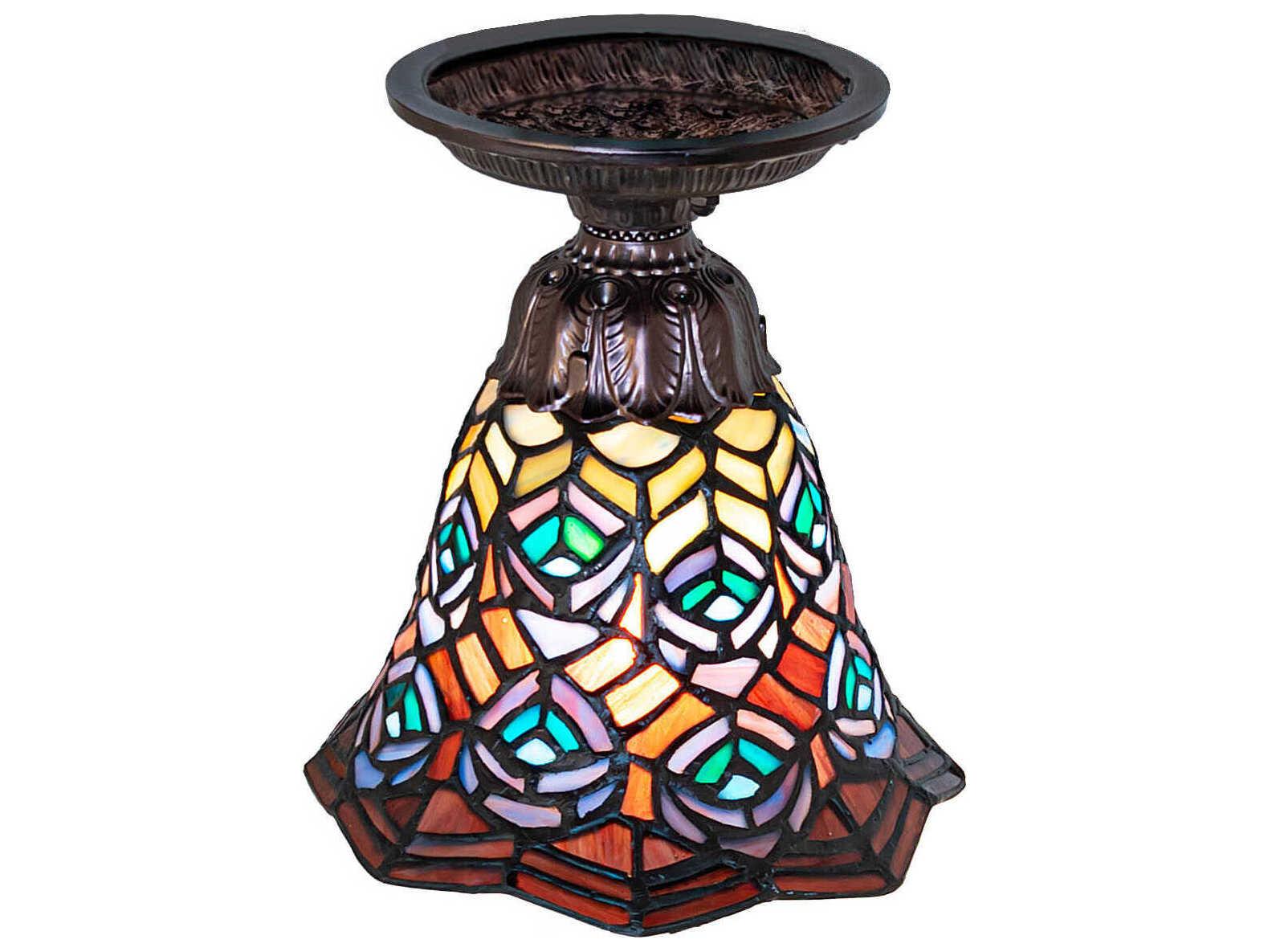Meyda Tiffany Peacock Feather 1-Light Bronze Traditional Bell Flush Mount
