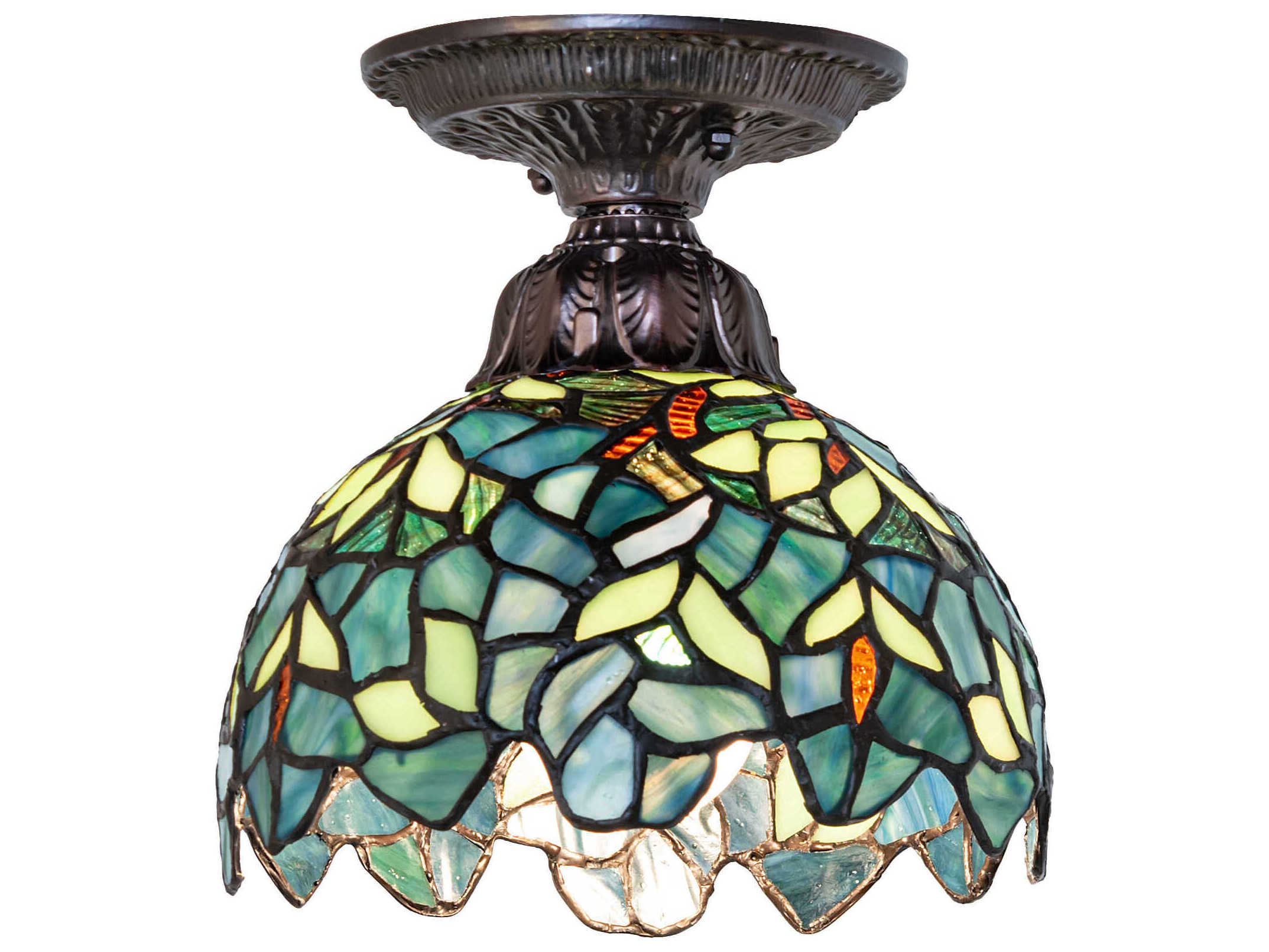 Meyda Nightfall Wisteria 1-Light Bronze Traditional Dome Flush Mount