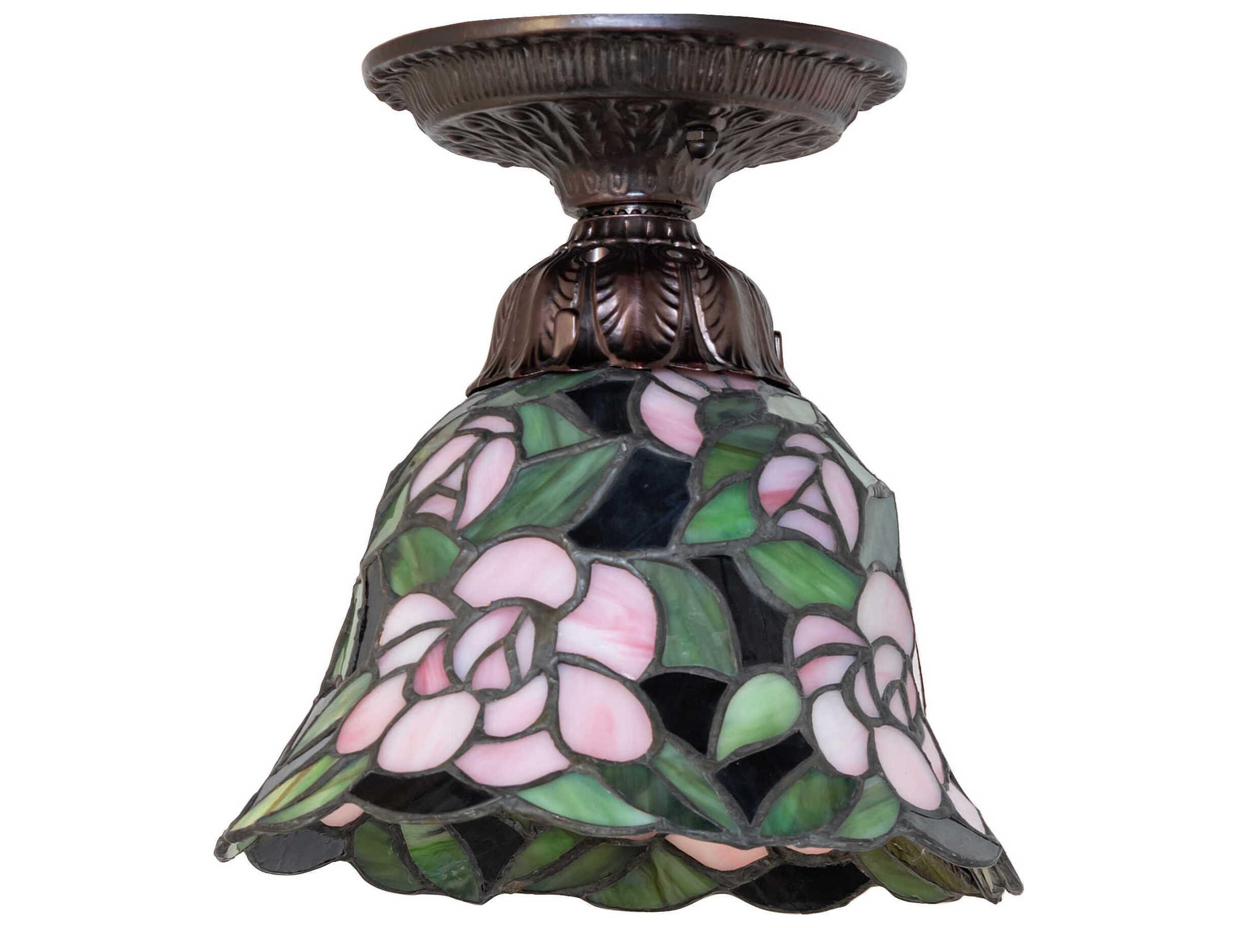 Meyda Begonia 1-Light Mahogany Bronze Traditional Bell Flush Mount
