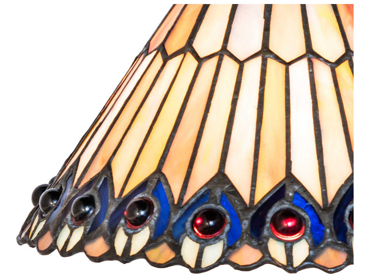 Meyda Tiffany Jeweled Peacock 1-Light Mahogany Bronze Traditional Flush Mount