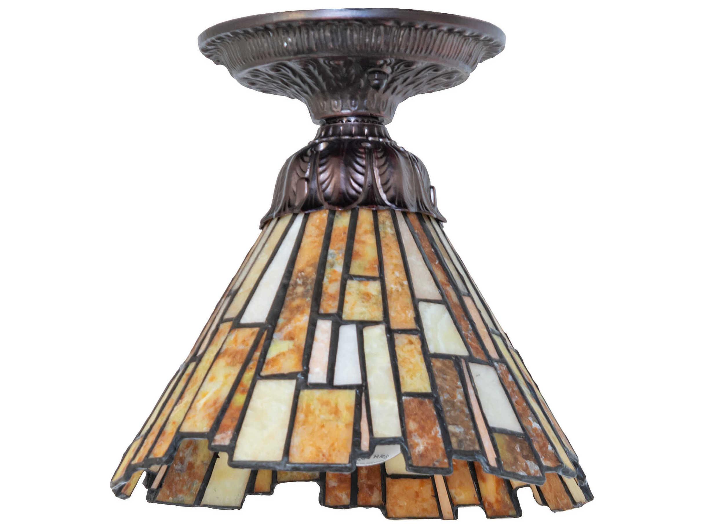 Meyda Delta 1-Light Mahogany Bronze Traditional Flush Mount