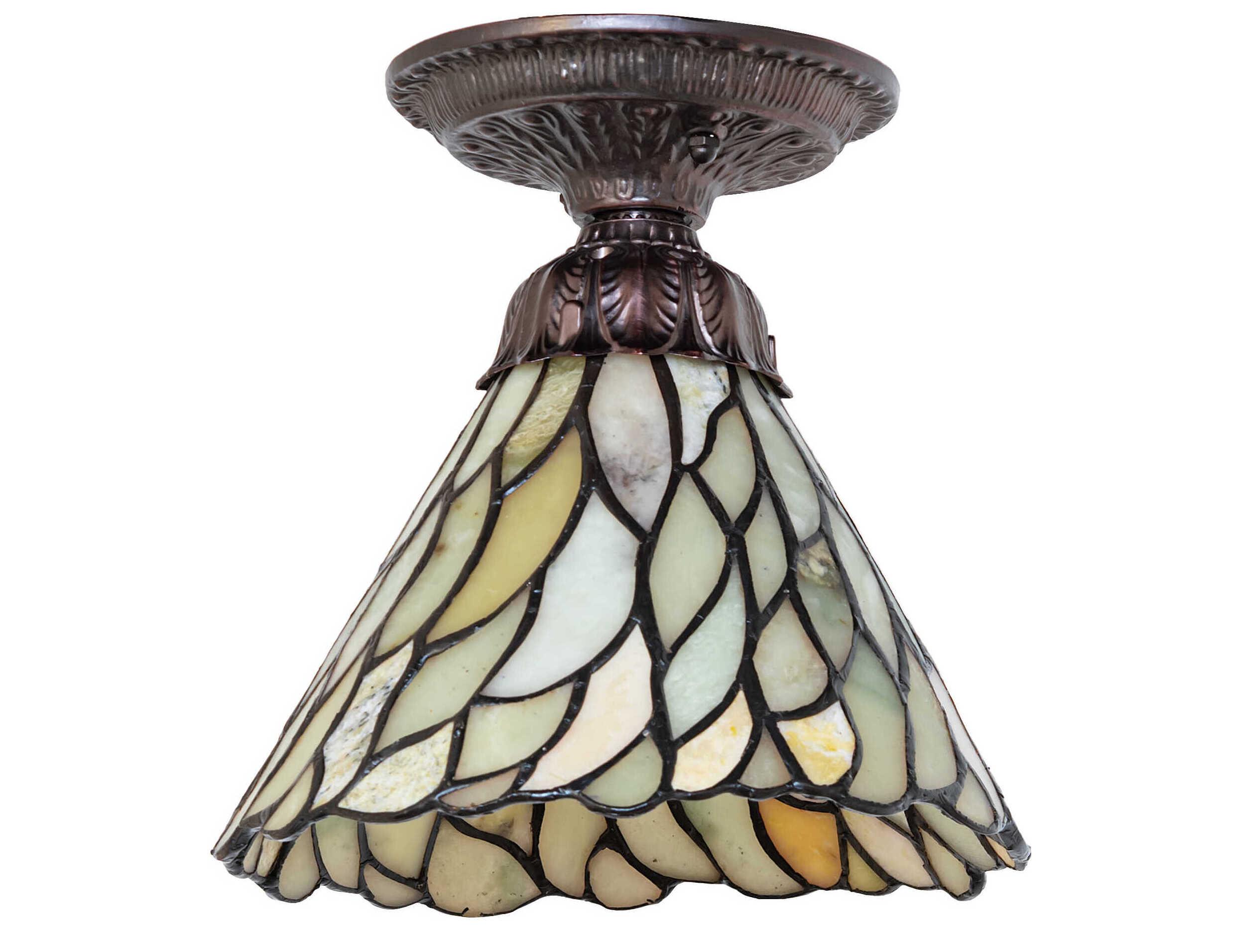 Meyda Willow 1-Light Mahogany Bronze Traditional Flush Mount