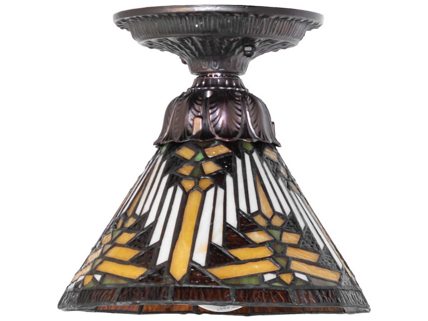 Meyda Nuevo 1-Light Mahogany Bronze Traditional Flush Mount