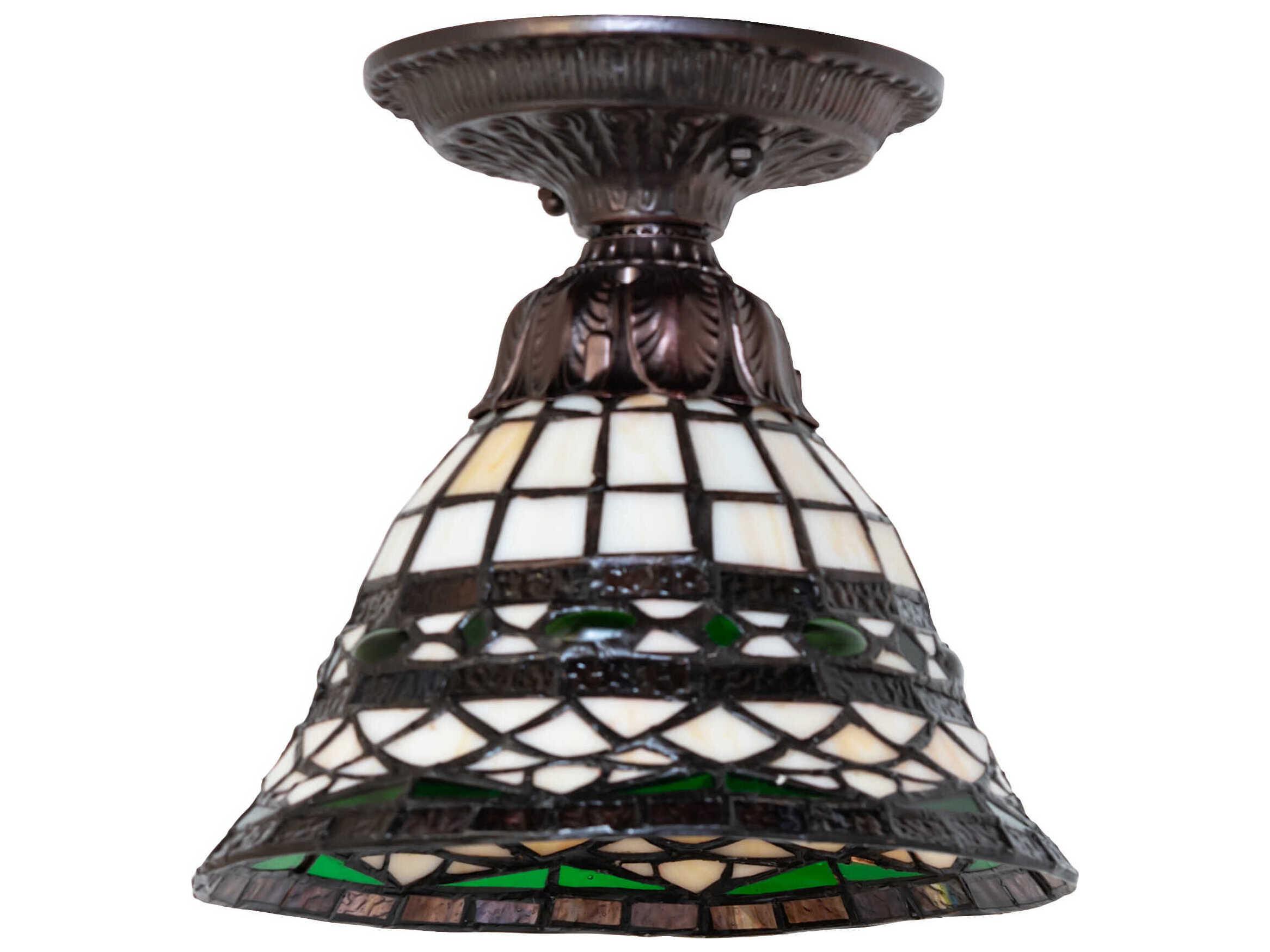 Meyda Tiffany Roman 1-Light Mahogany Bronze Traditional Flush Mount