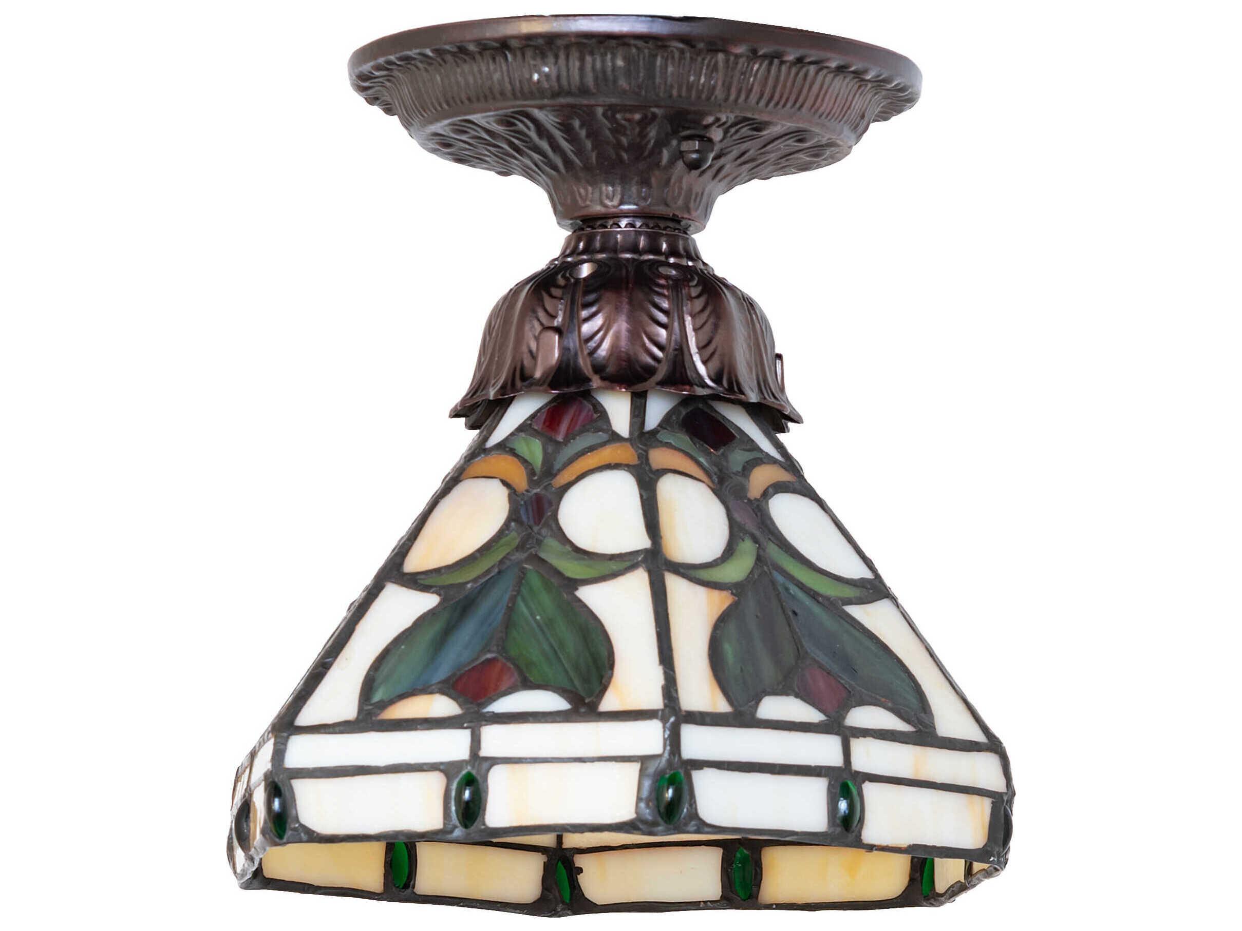 Meyda Middleton 1-Light Mahogany Bronze Traditional Flush Mount
