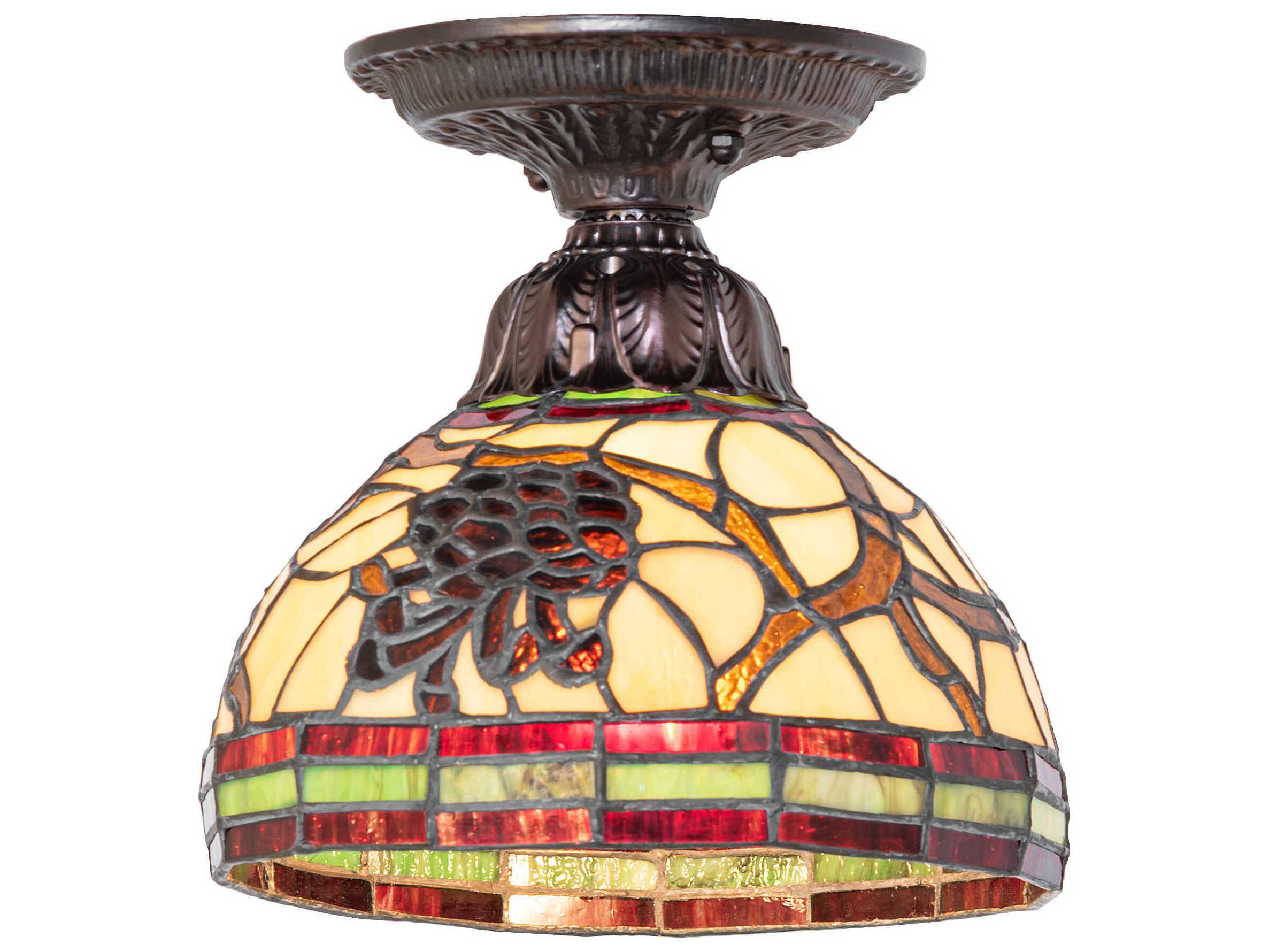 Meyda Pinecone 1-Light Mahogany Bronze Traditional Dome Flush Mount