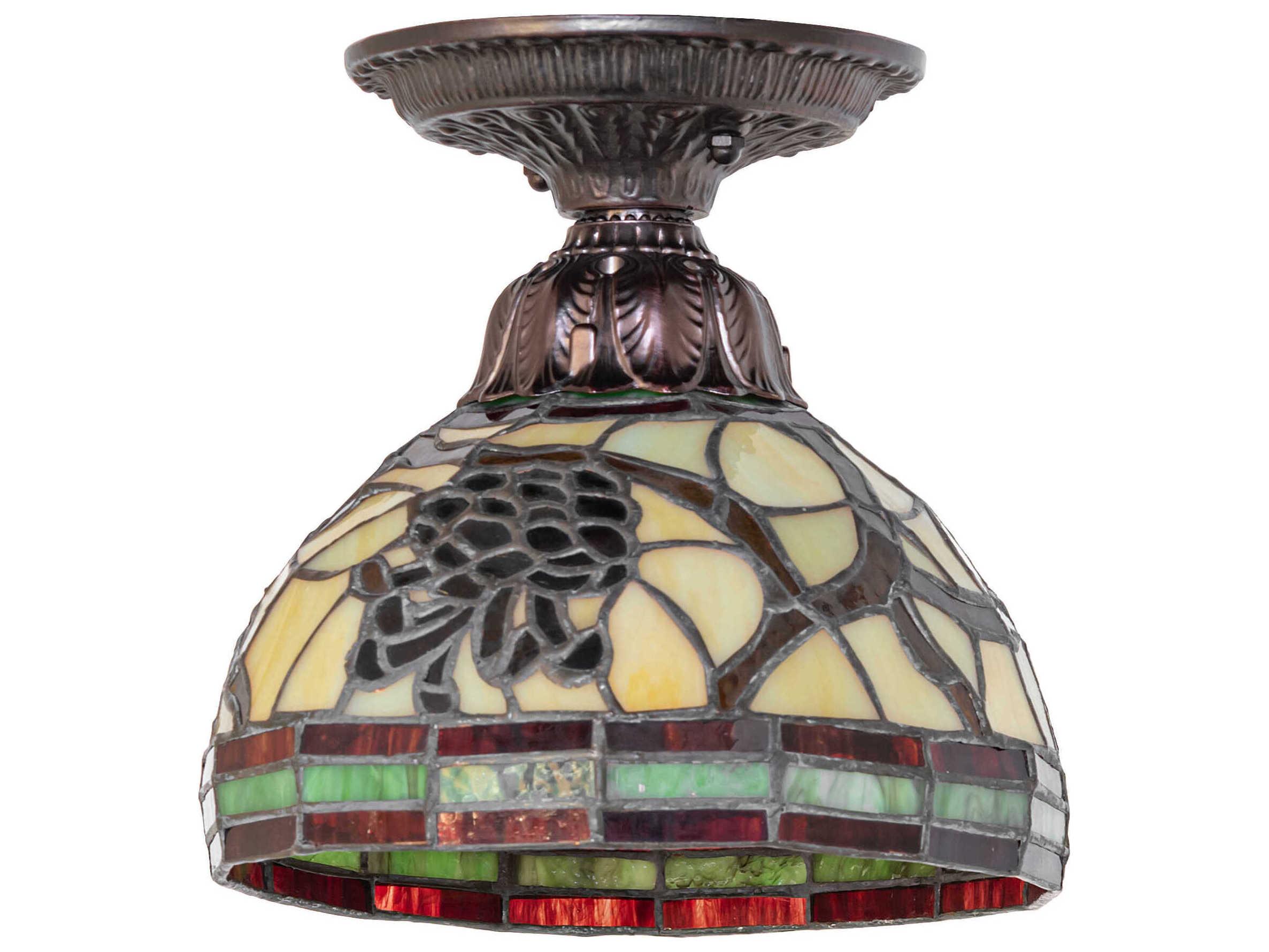 Meyda Pinecone 1-Light Mahogany Bronze Traditional Dome Flush Mount