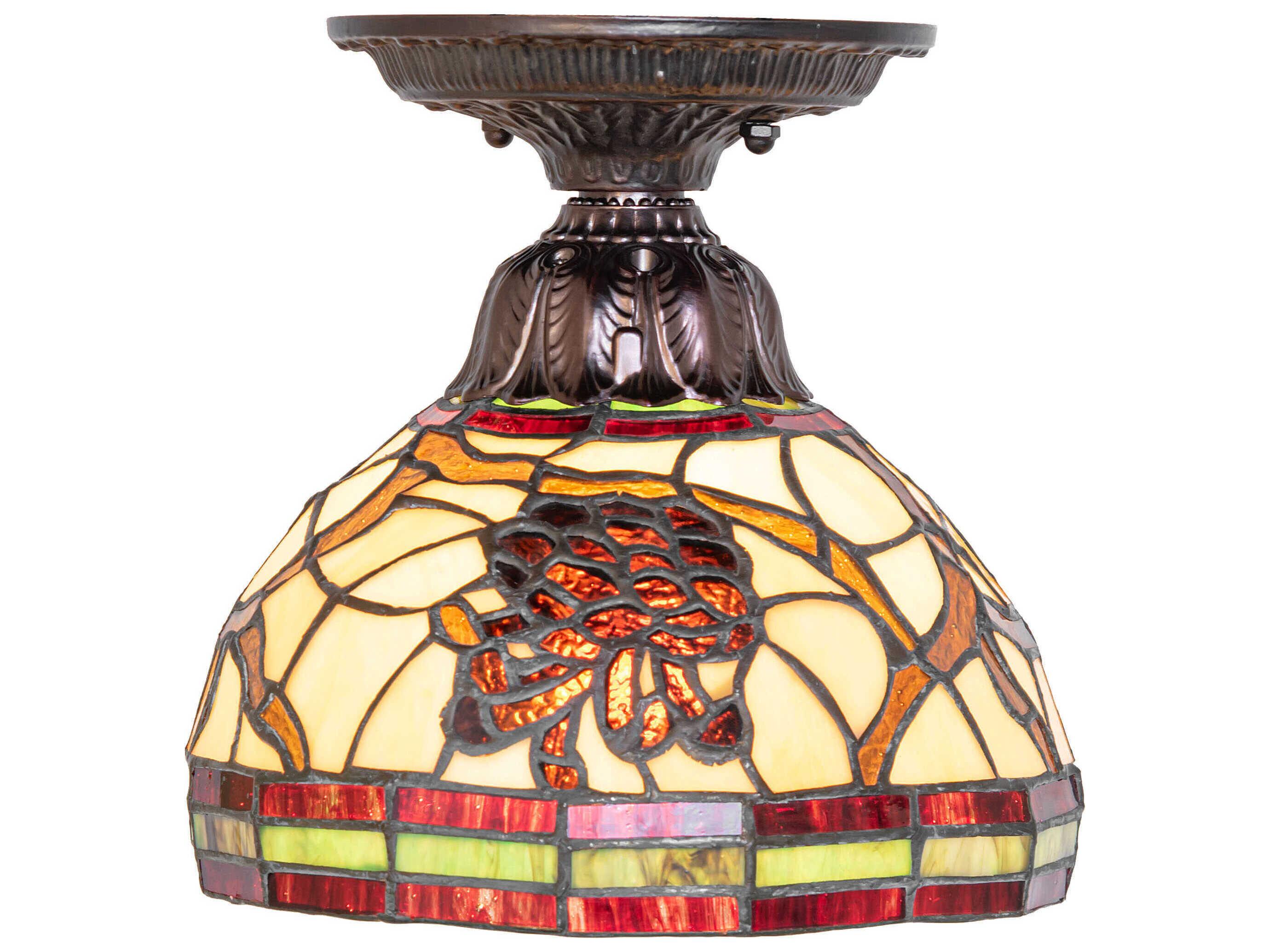 Meyda Pinecone 1-Light Mahogany Bronze Traditional Dome Flush Mount