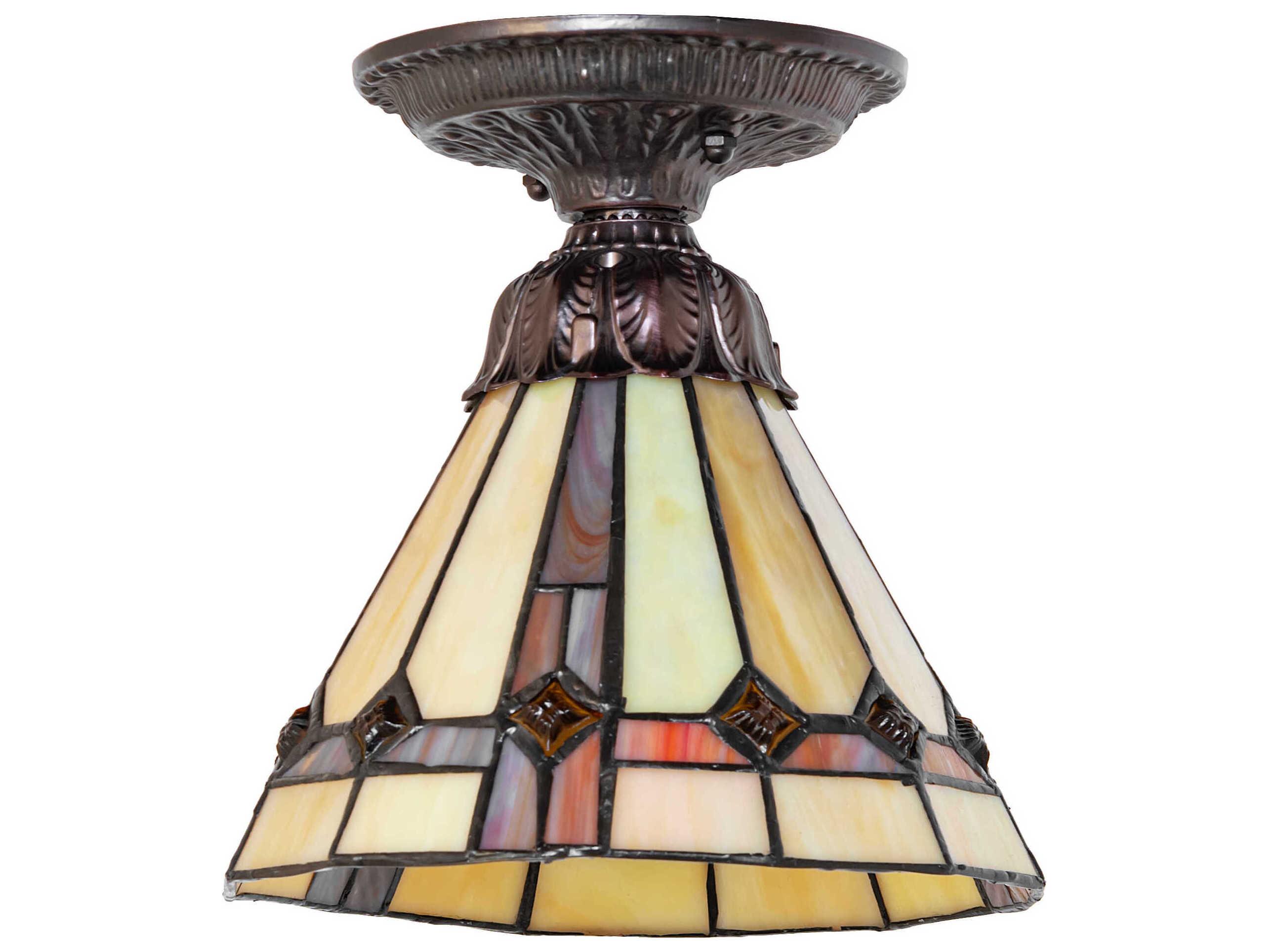 Meyda Belvidere 1-Light Mahogany Bronze Traditional Flush Mount