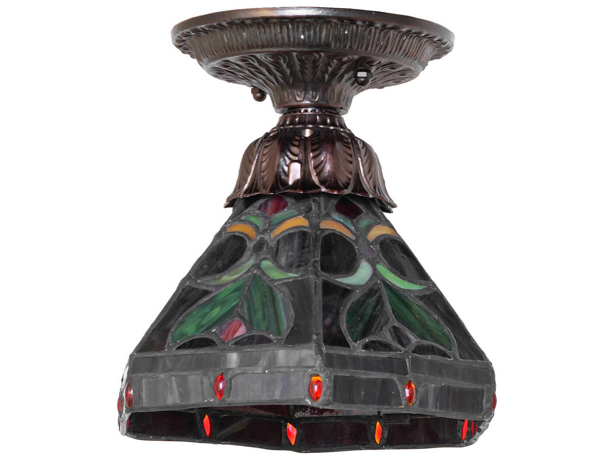 Meyda Middleton 1-Light Mahogany Bronze Traditional Flush Mount