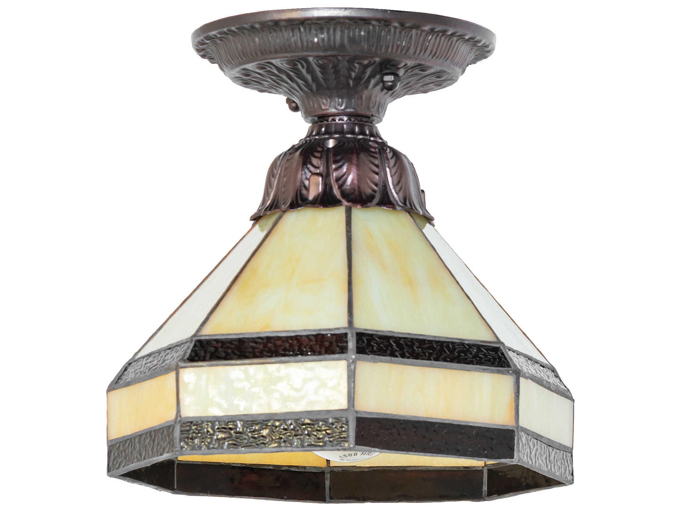 Meyda Topridge 1-Light Bronze Traditional Flush Mount