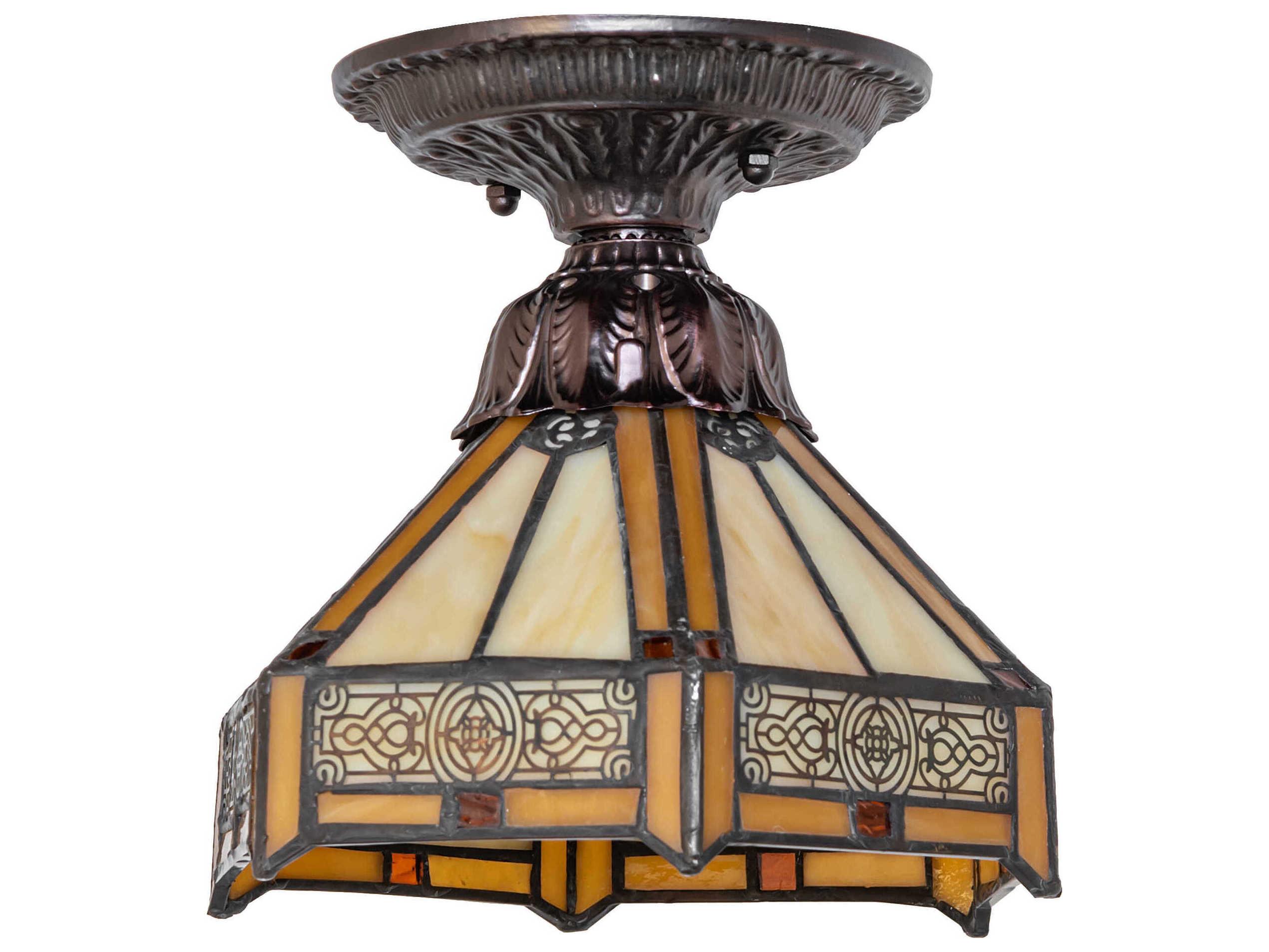 Meyda Peaches 1-Light Mahogany Bronze Traditional Flush Mount