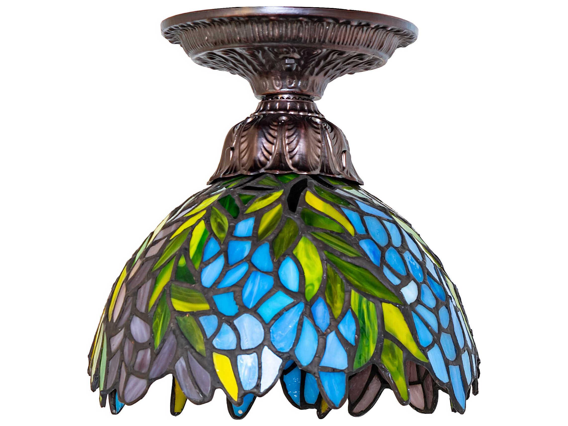 Meyda Tiffany Honey Locust 1-Light Mahogany Bronze Traditional Flush Mount