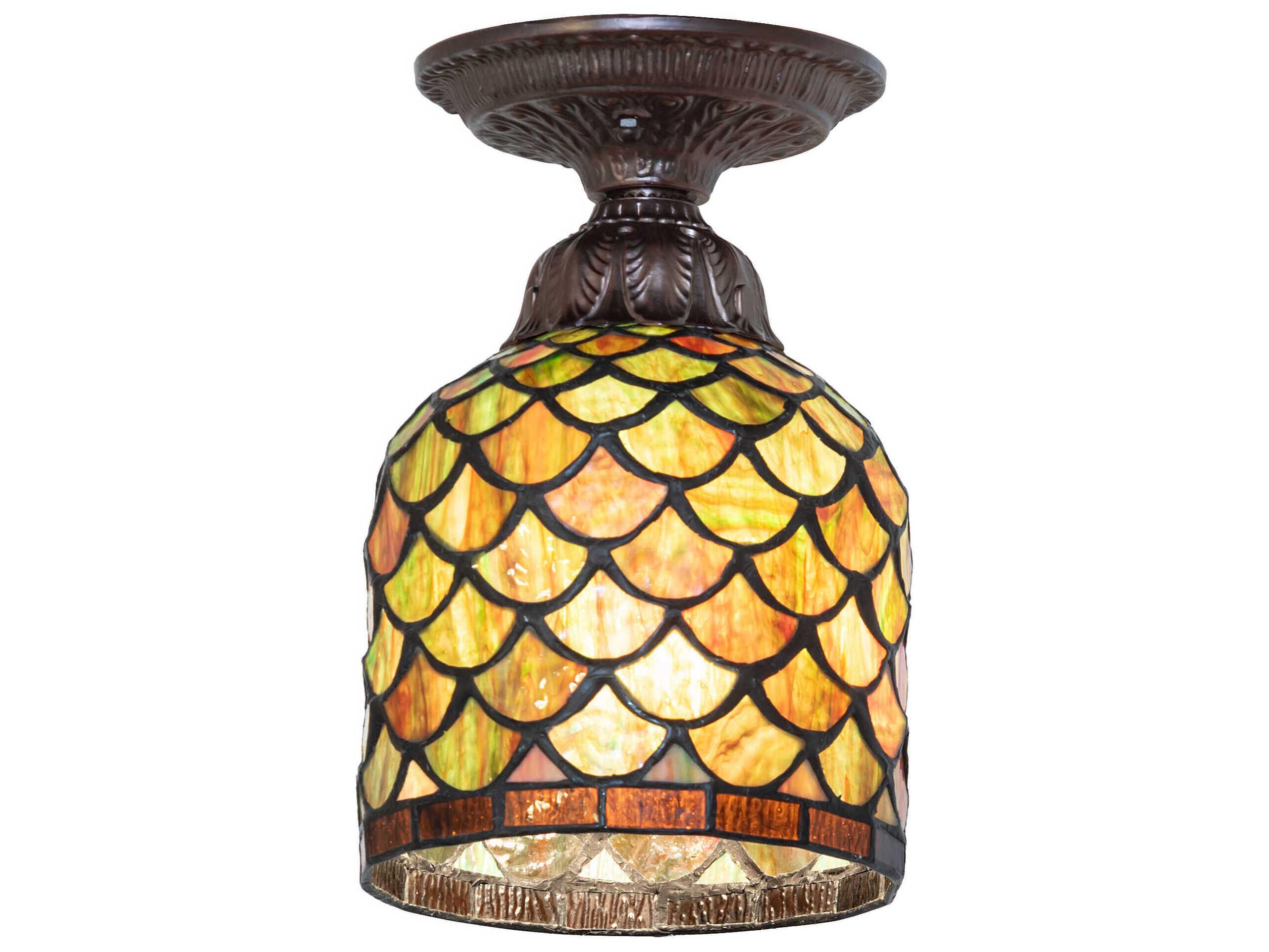 Meyda Acorn 1-Light Bronze Bell Flush Mount