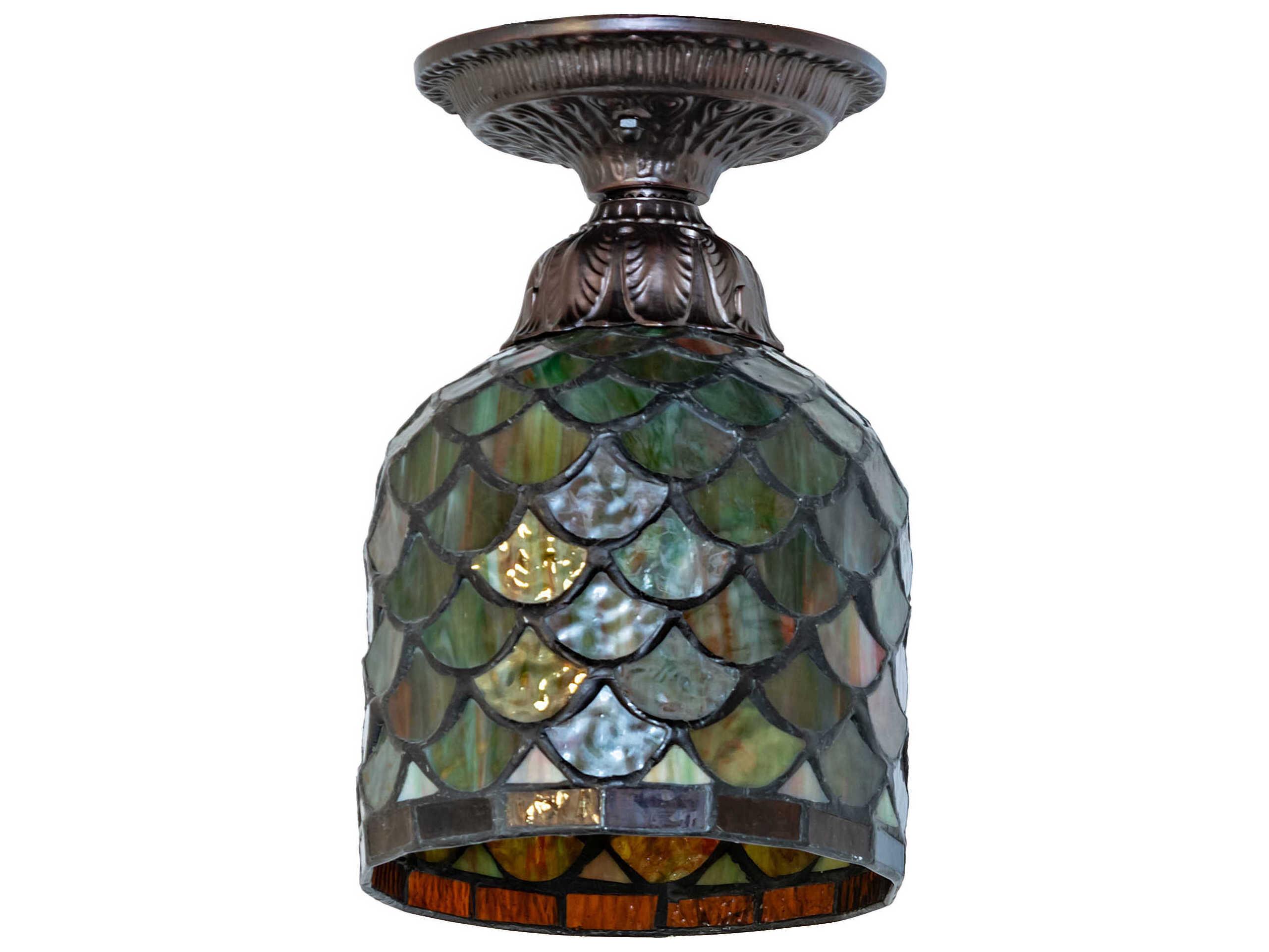 Meyda Acorn 1-Light Bronze Bell Flush Mount