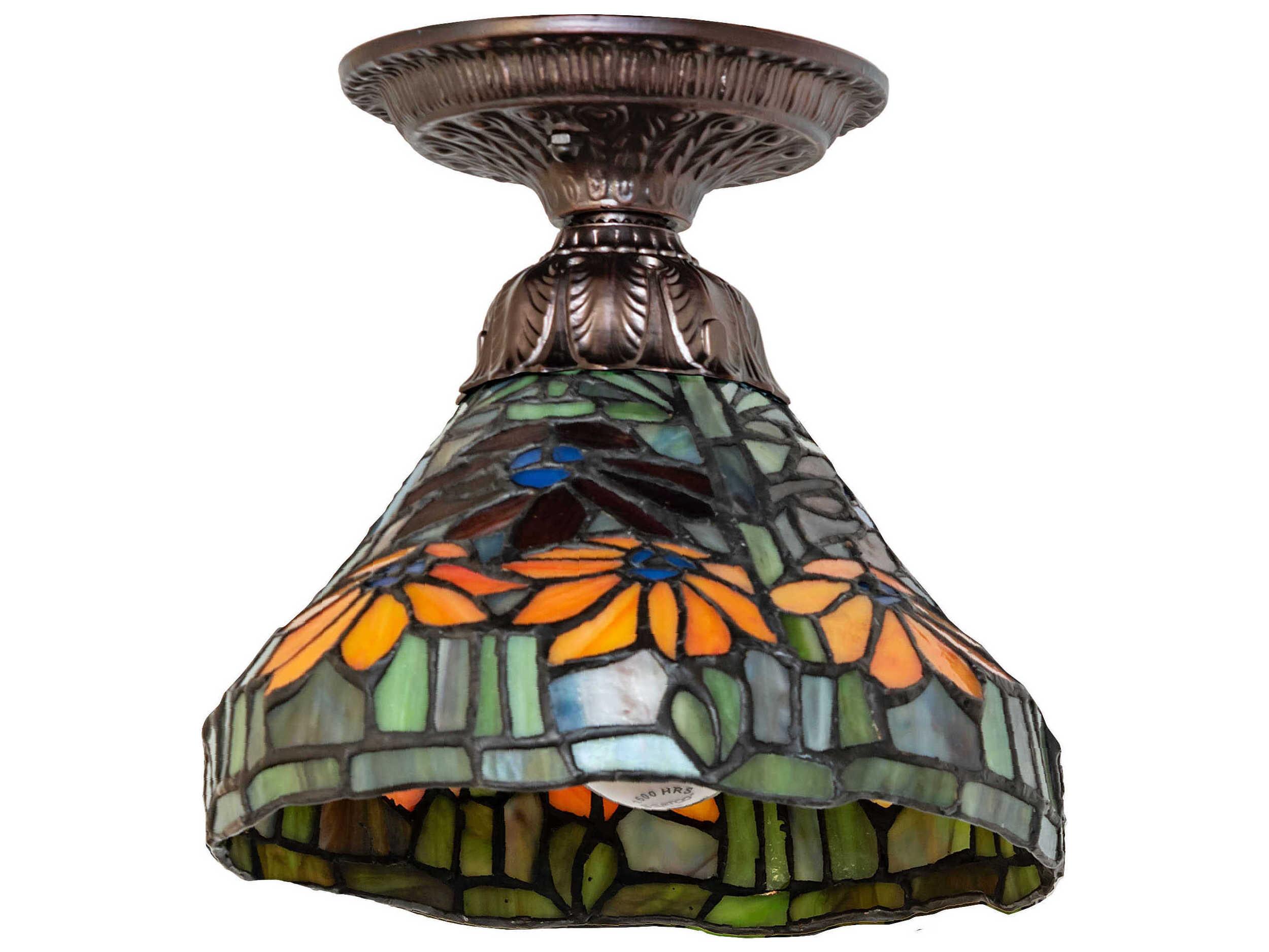 Meyda Poinsettia 1-Light Mahogany Bronze Traditional Flush Mount